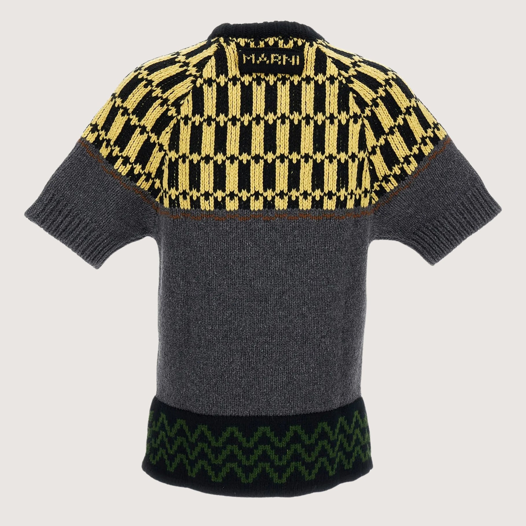 Intarsia-Knit Short-Sleeve Sweater