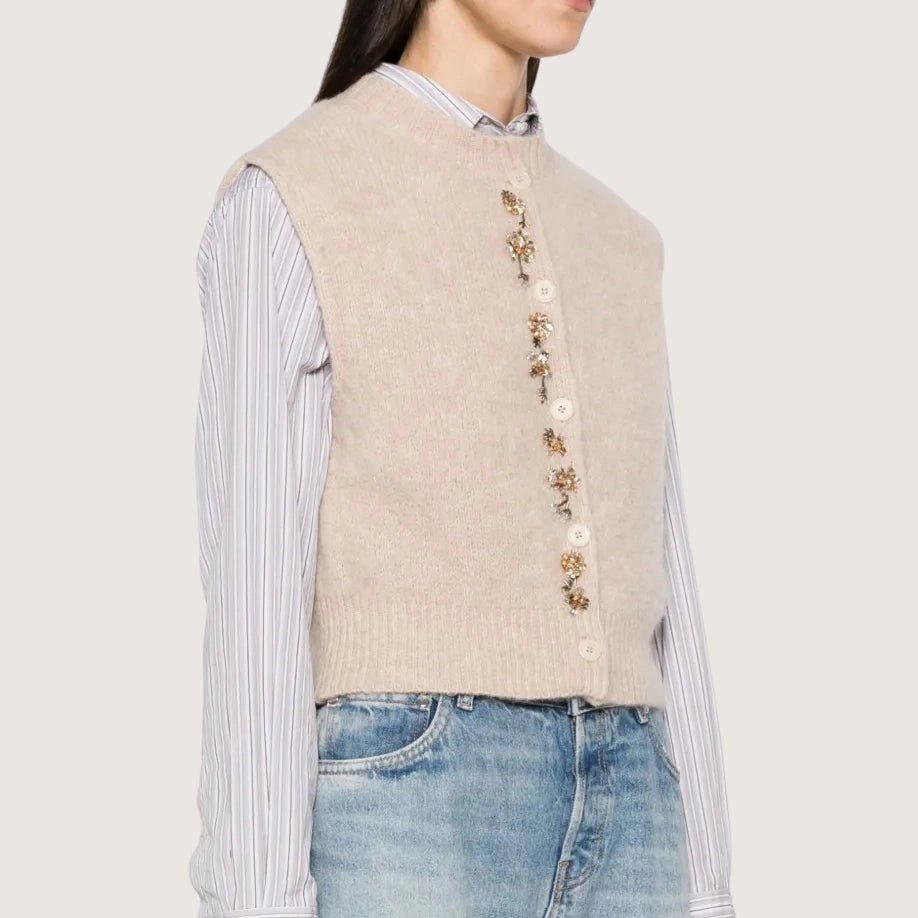"her majesty" Embroidery Soft Baby Alpaca Vest
