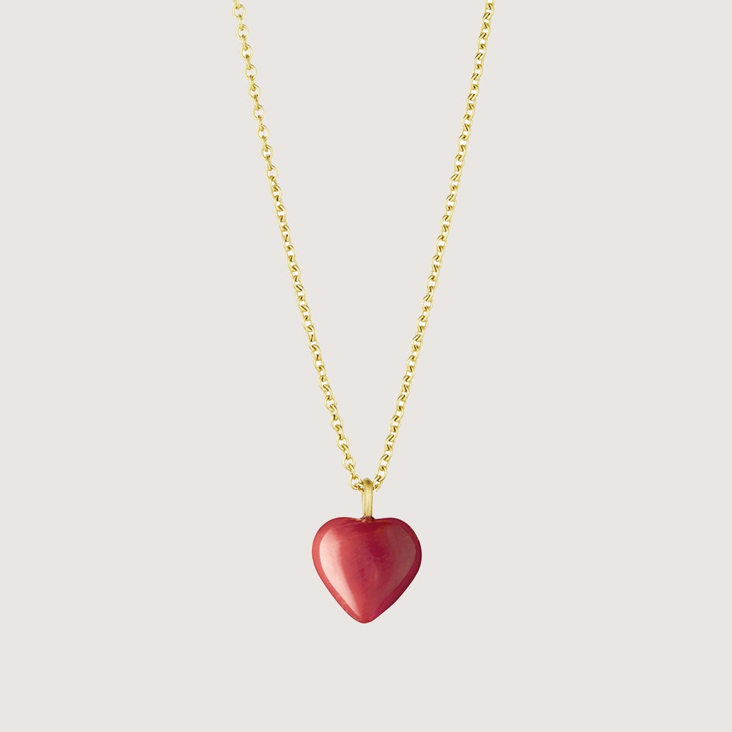 Heart Necklace Red Coral - Midi