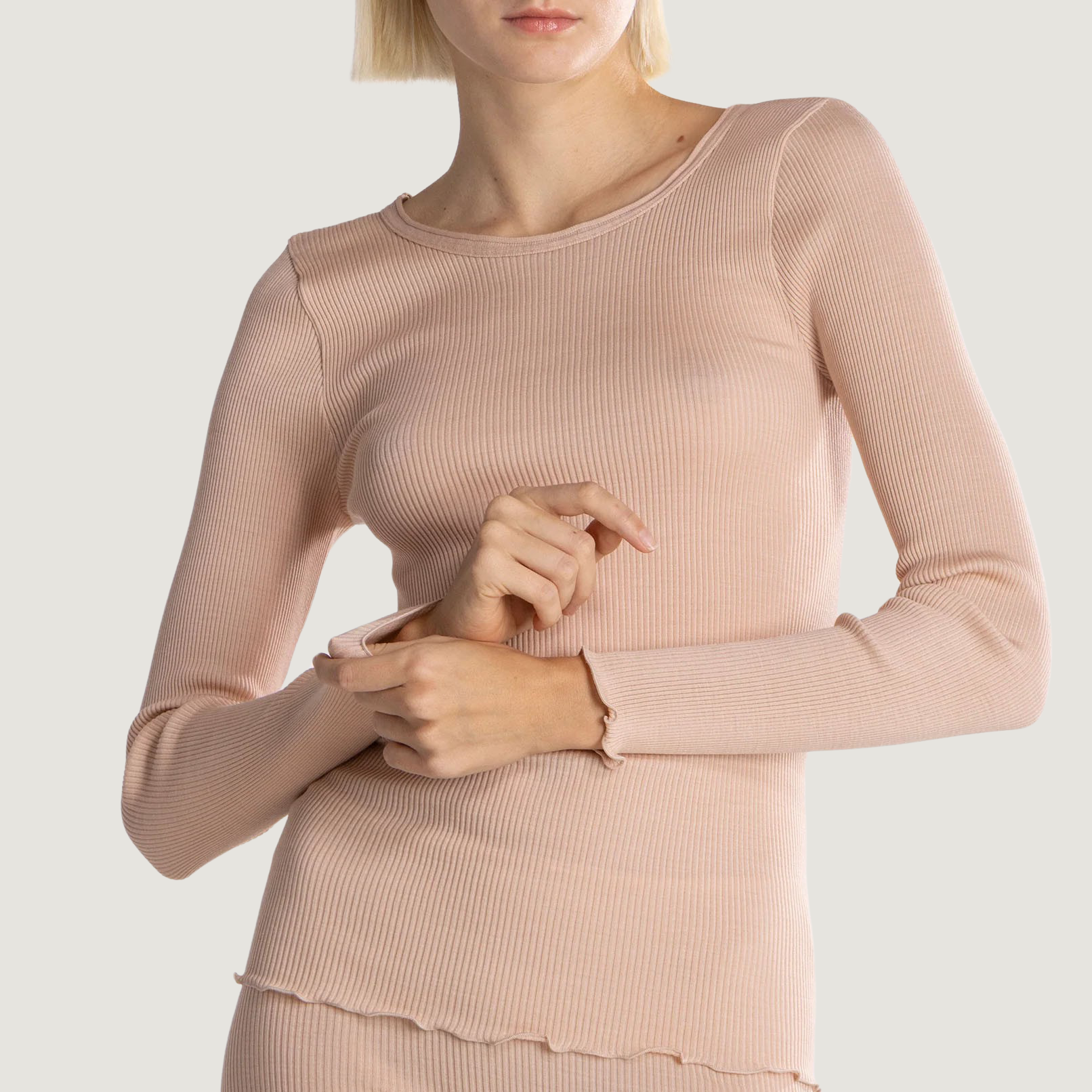 Wool & Silk Long Sleeve Roundneck - 3446R