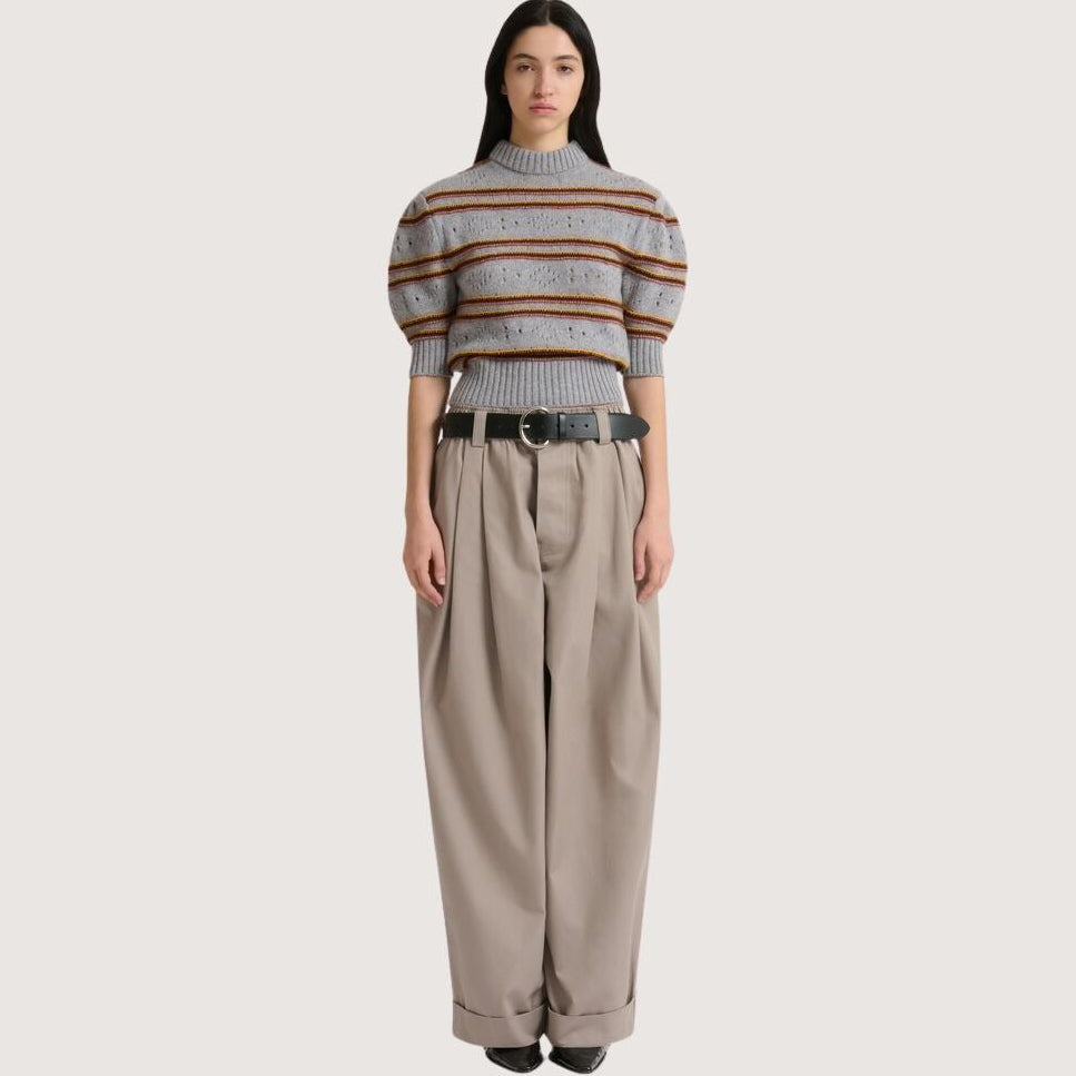 Canvas Trousers With Pleats