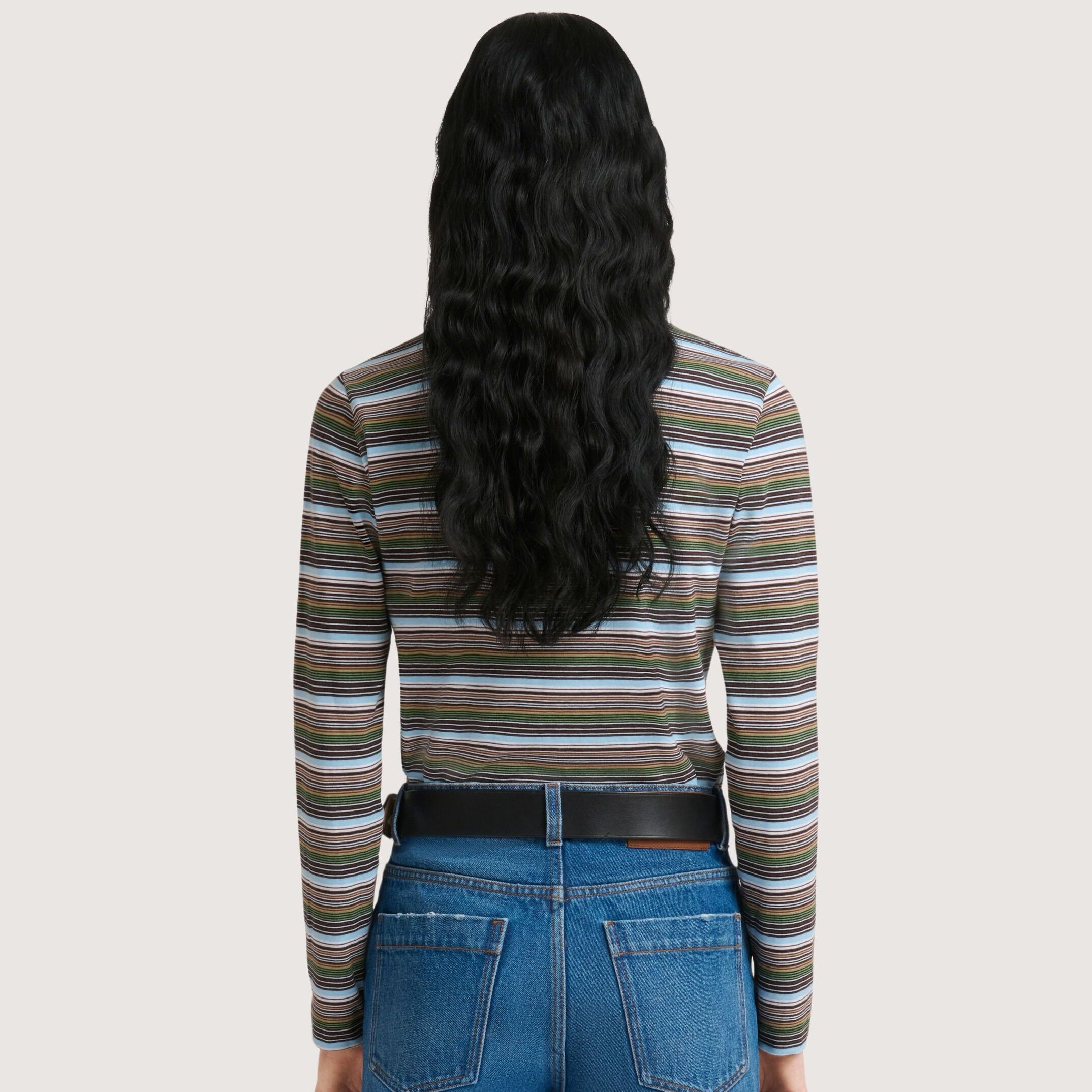 Multicolor Striped Jersey Polo Shirt