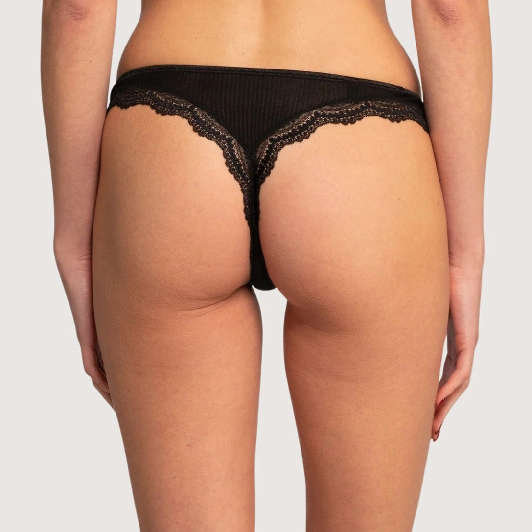 Cotton Thong With Leavers - 3167