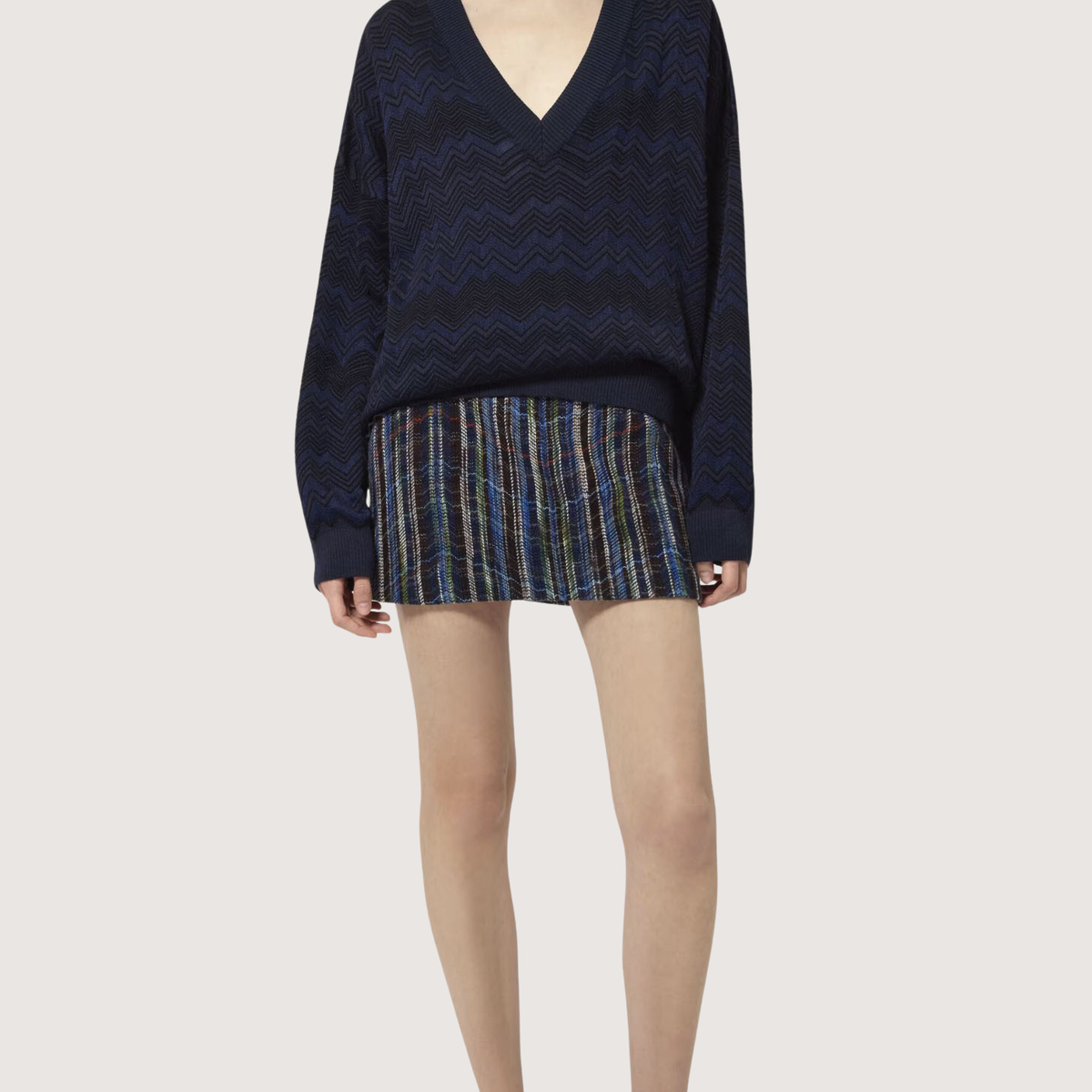 Wool-Blend Check Mini Skirt