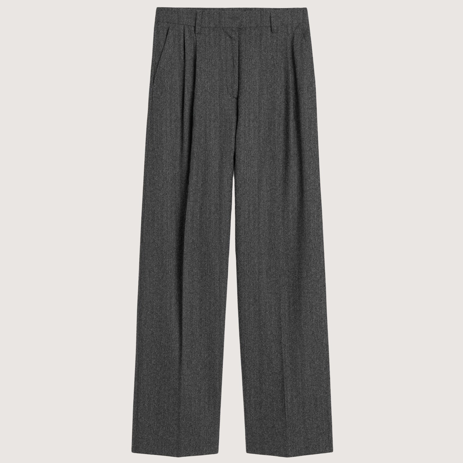 Herringbone Trousers Grey Melange