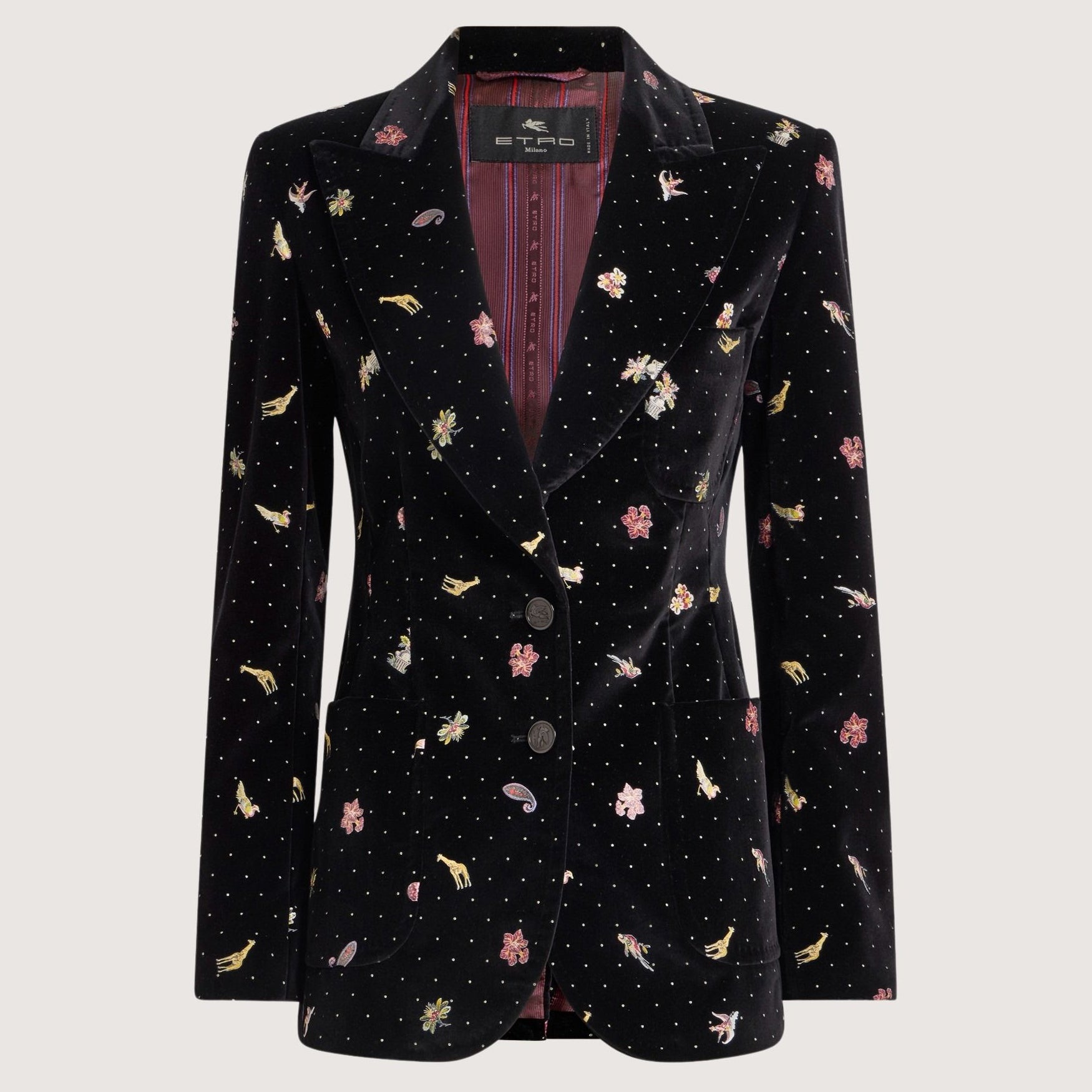 Velvet Jacket Flower & Animal Motiv