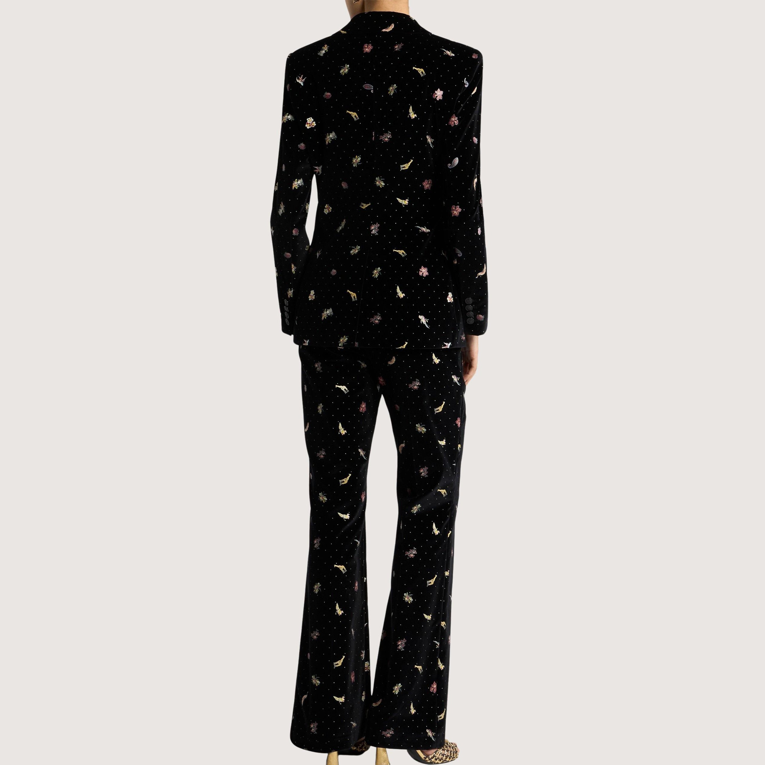 Velvet Jacket Flower & Animal Motiv