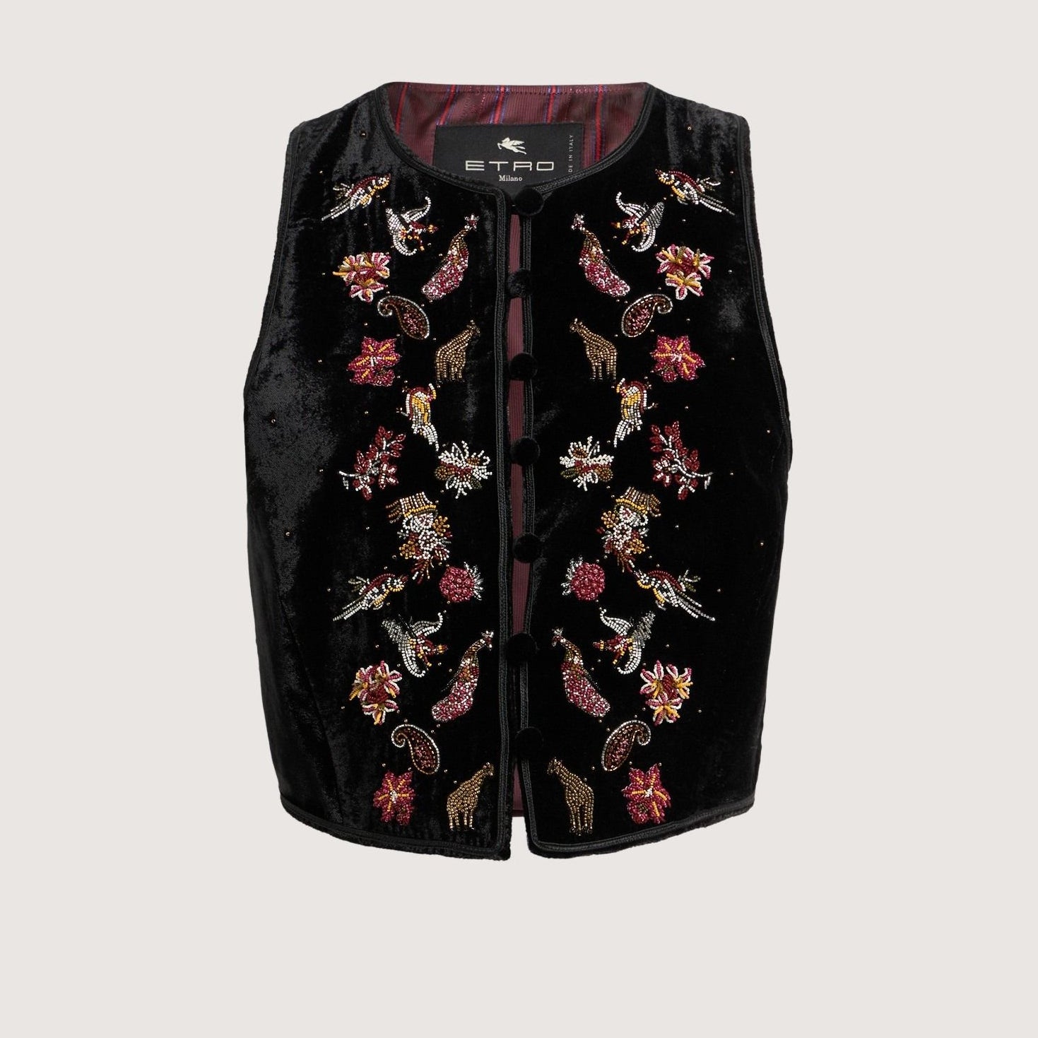 Cropped Velvet Waistcoat Embroidery & Beads