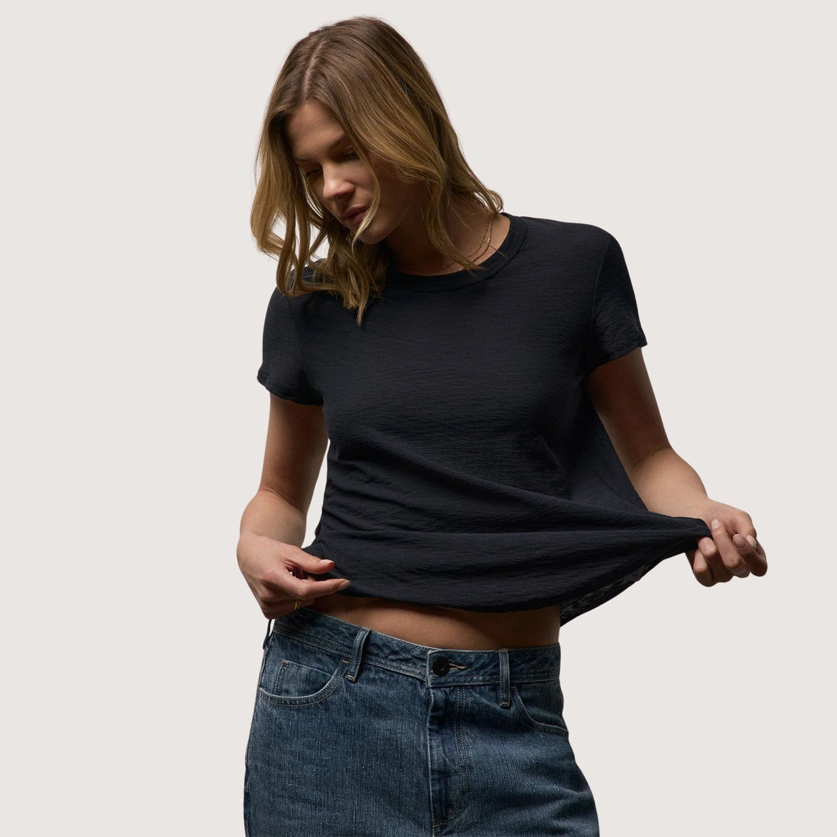 Sheer Slub Crewneck Tee