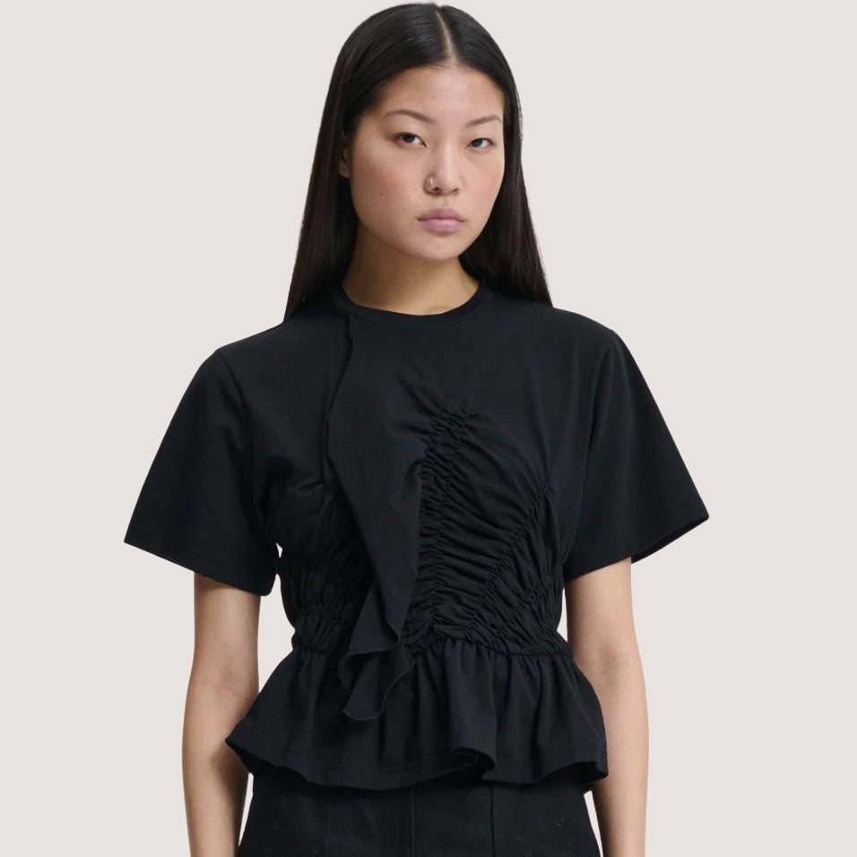 T-Shirt With Smock & Ruffle Detail