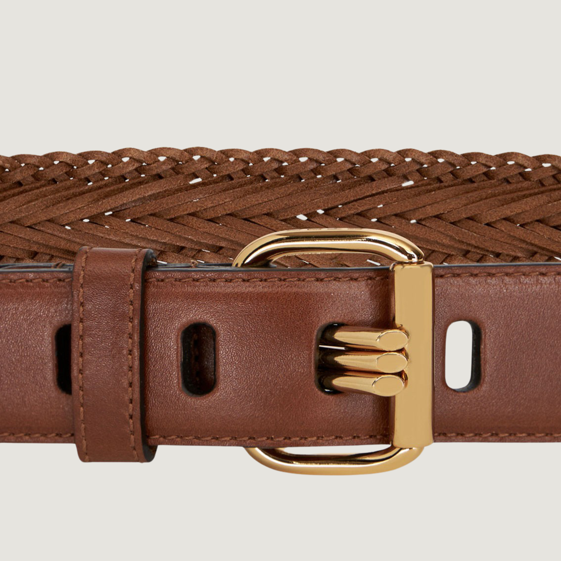 Triple Pin Belt Weaving Leather