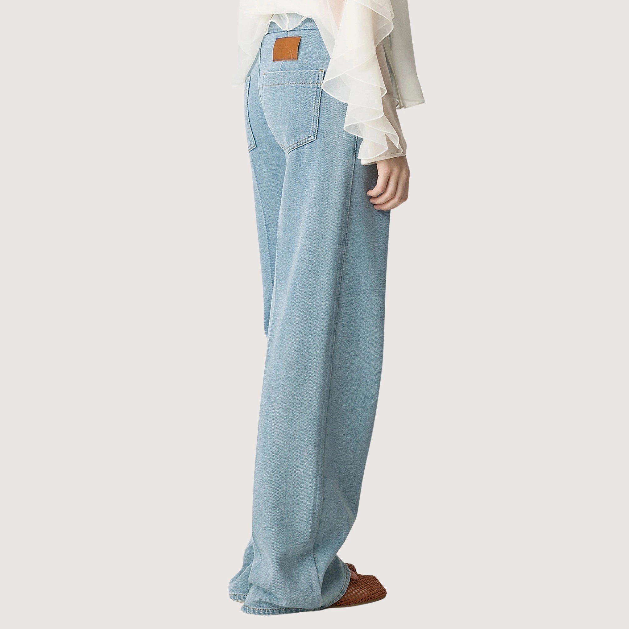 Denim 5 Pockets High Waist Pants
