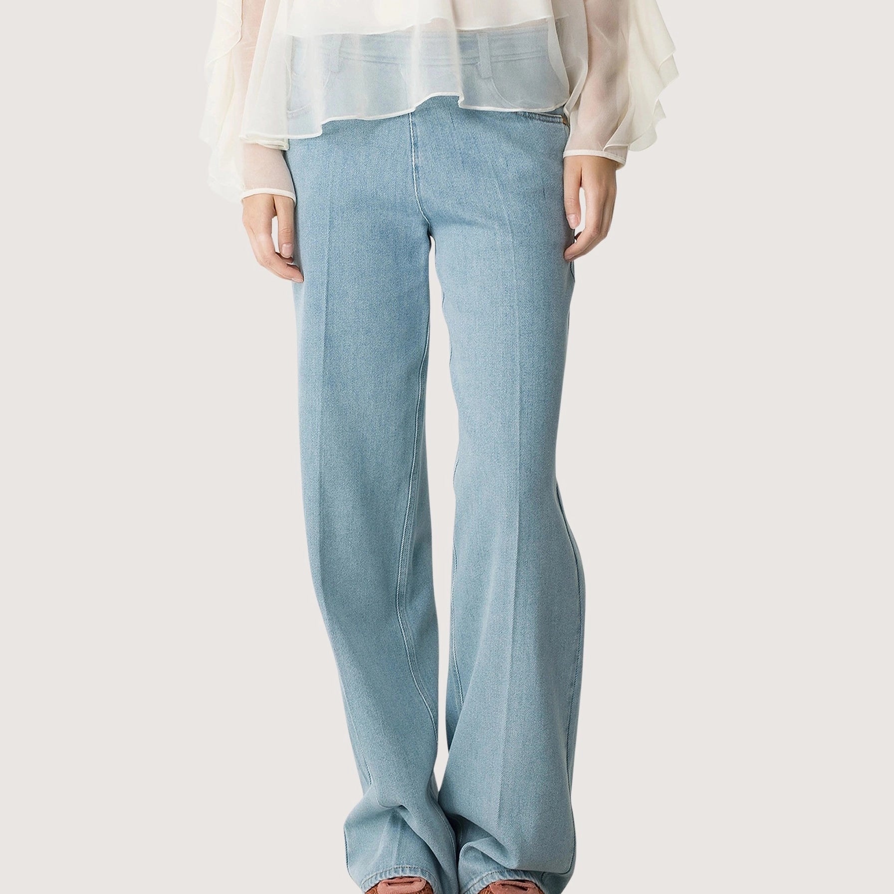 Denim 5 Pockets High Waist Pants