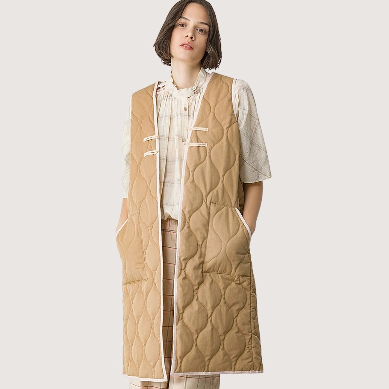 Rainproof Twill Long Reversible Vest