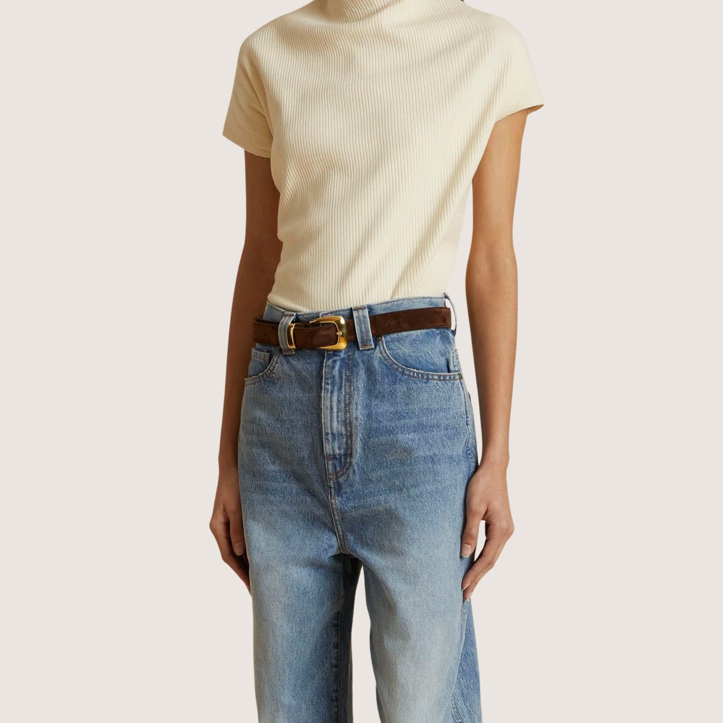 Benny Belt Suede - Gold Buckle