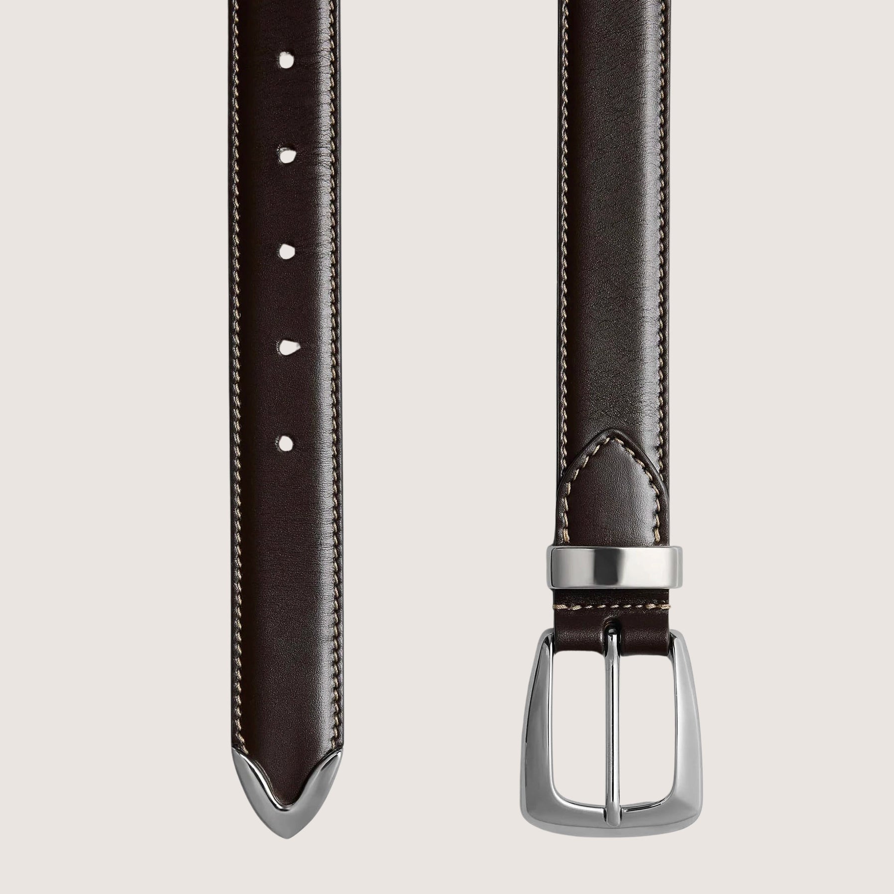 Benny Belt - Off-White Stitching - Silver Buckle