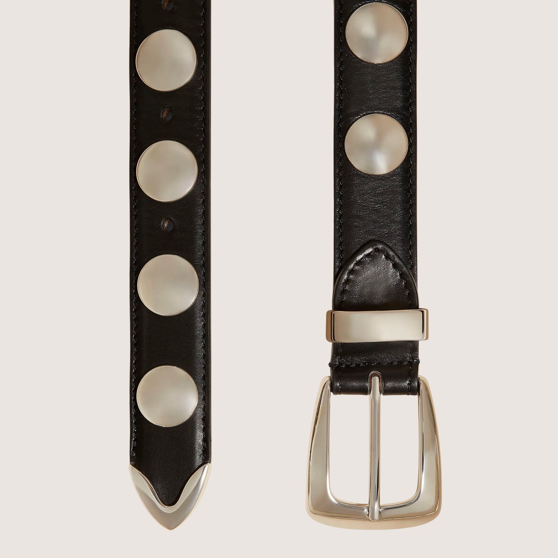 Benny Belt With Studs - Silver Buckle