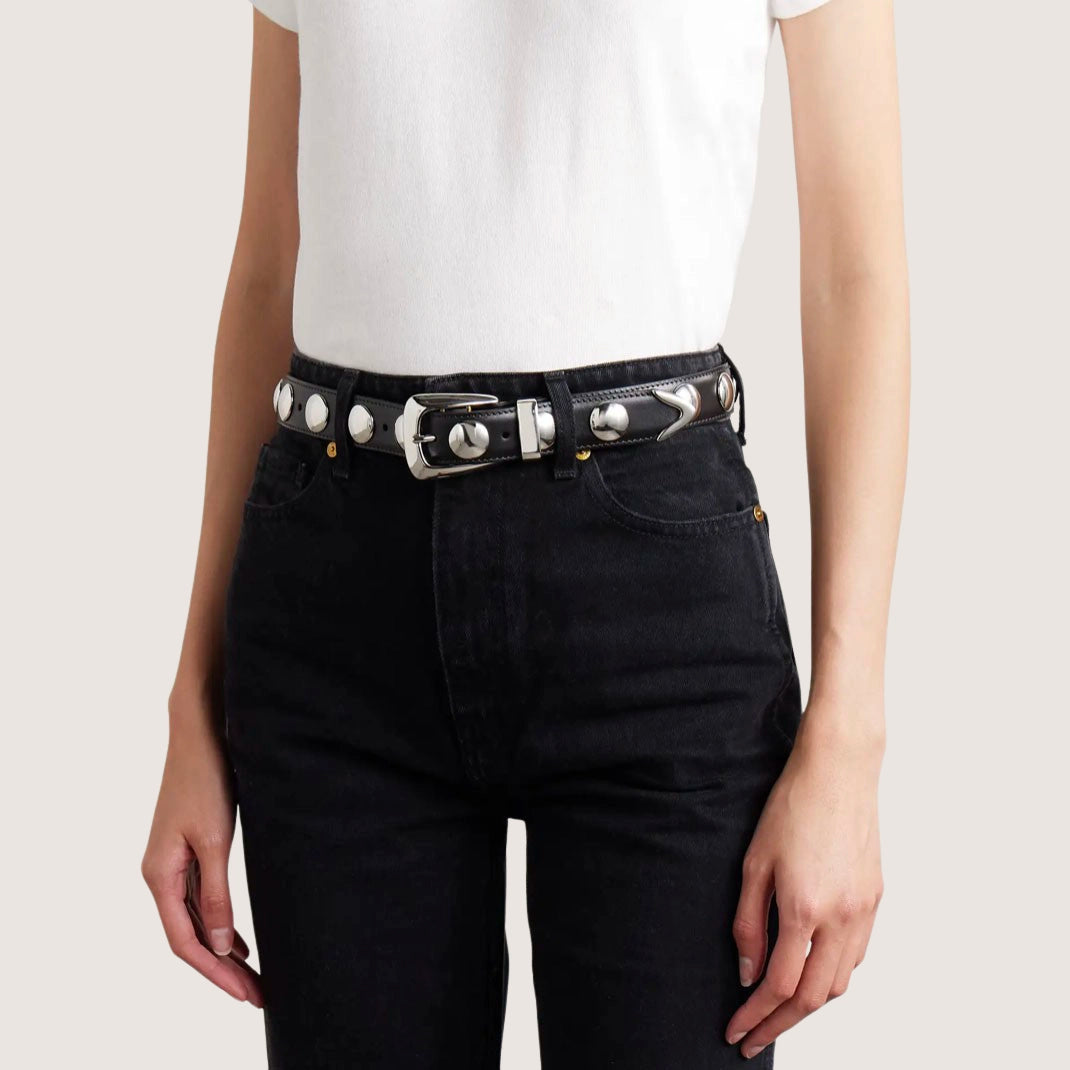 Benny Belt With Studs - Silver Buckle