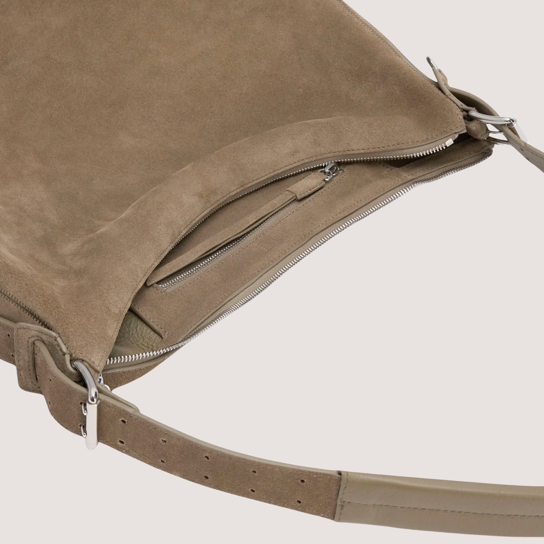 Belted Hobo Bag - Suede