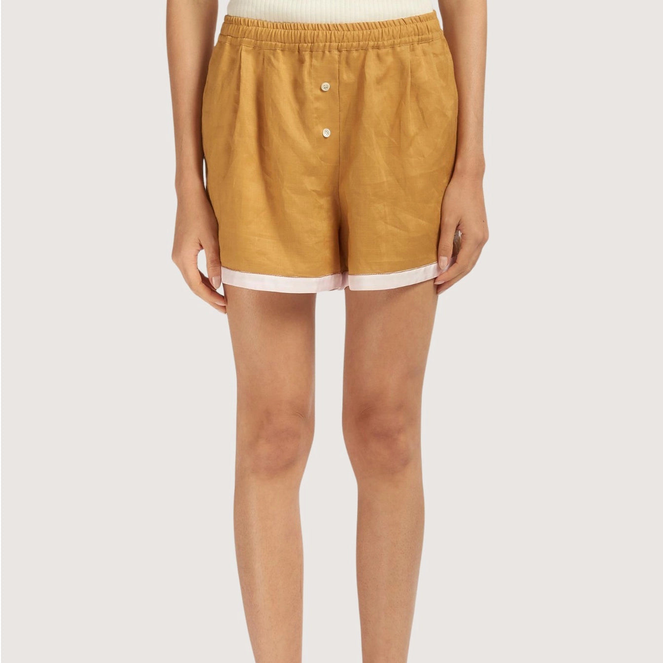 Embroidered Linen Shorts