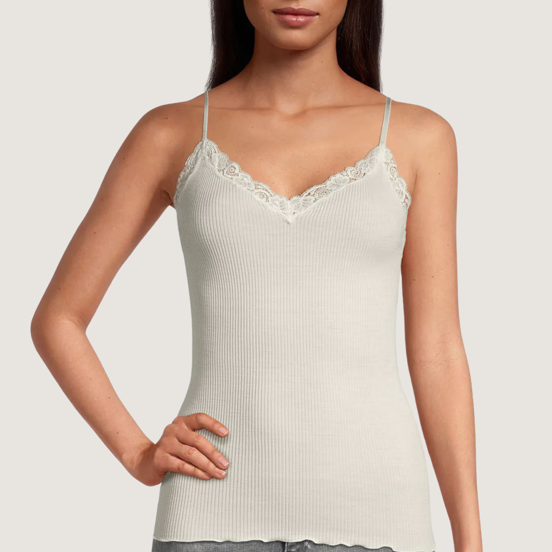 Spaghetti Top Silk With Leavers