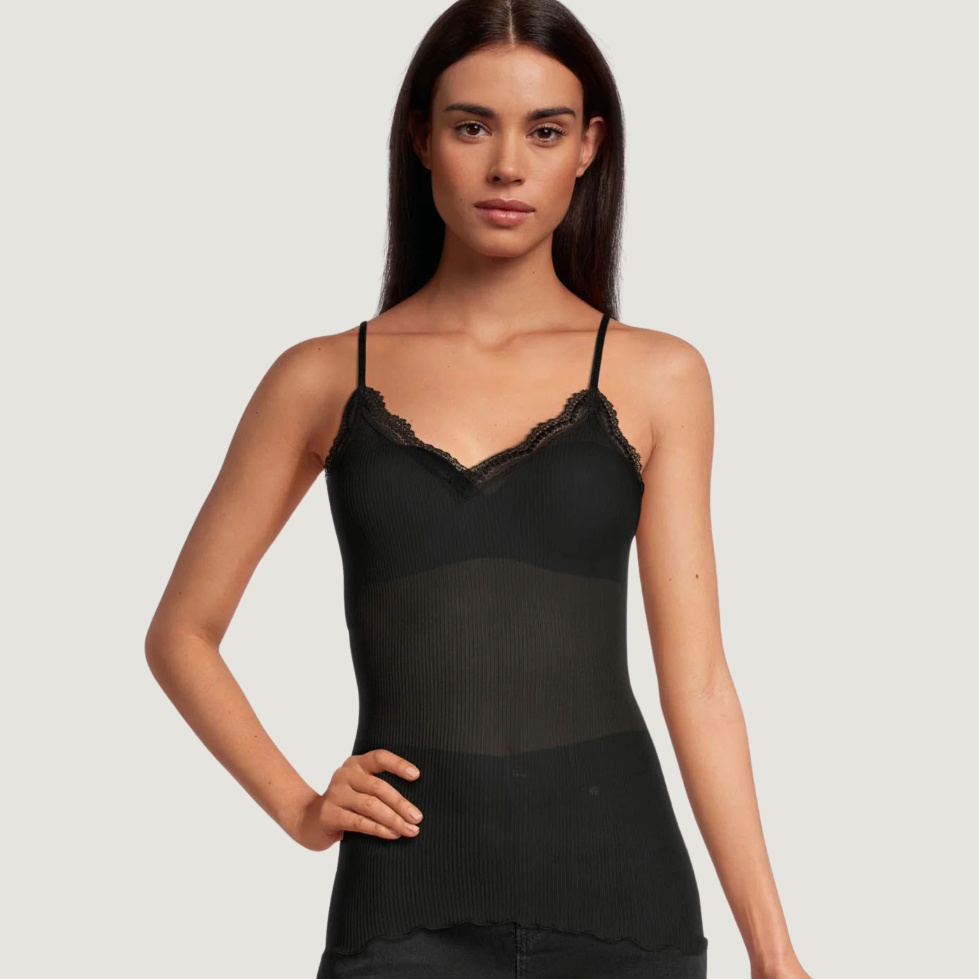 Silk Spaghetti Top With Leavers - 9474