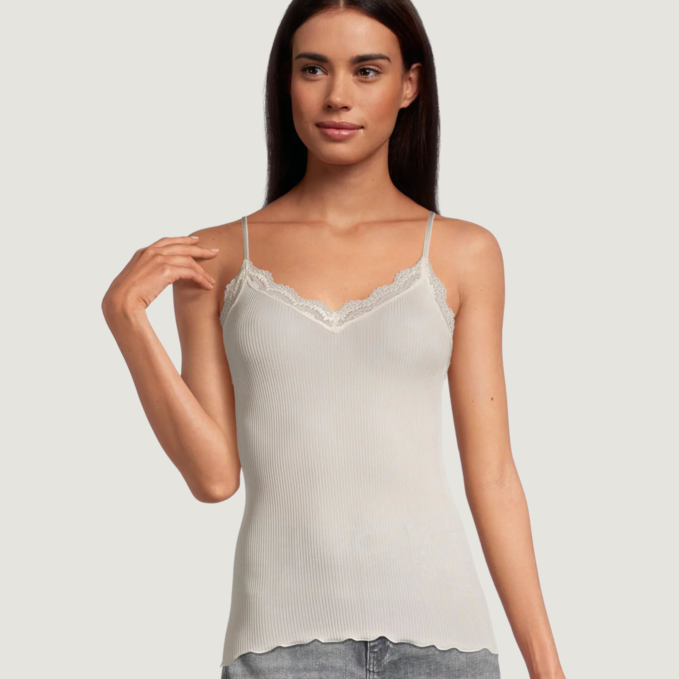 Silk Spaghetti Top With Leavers - 9474