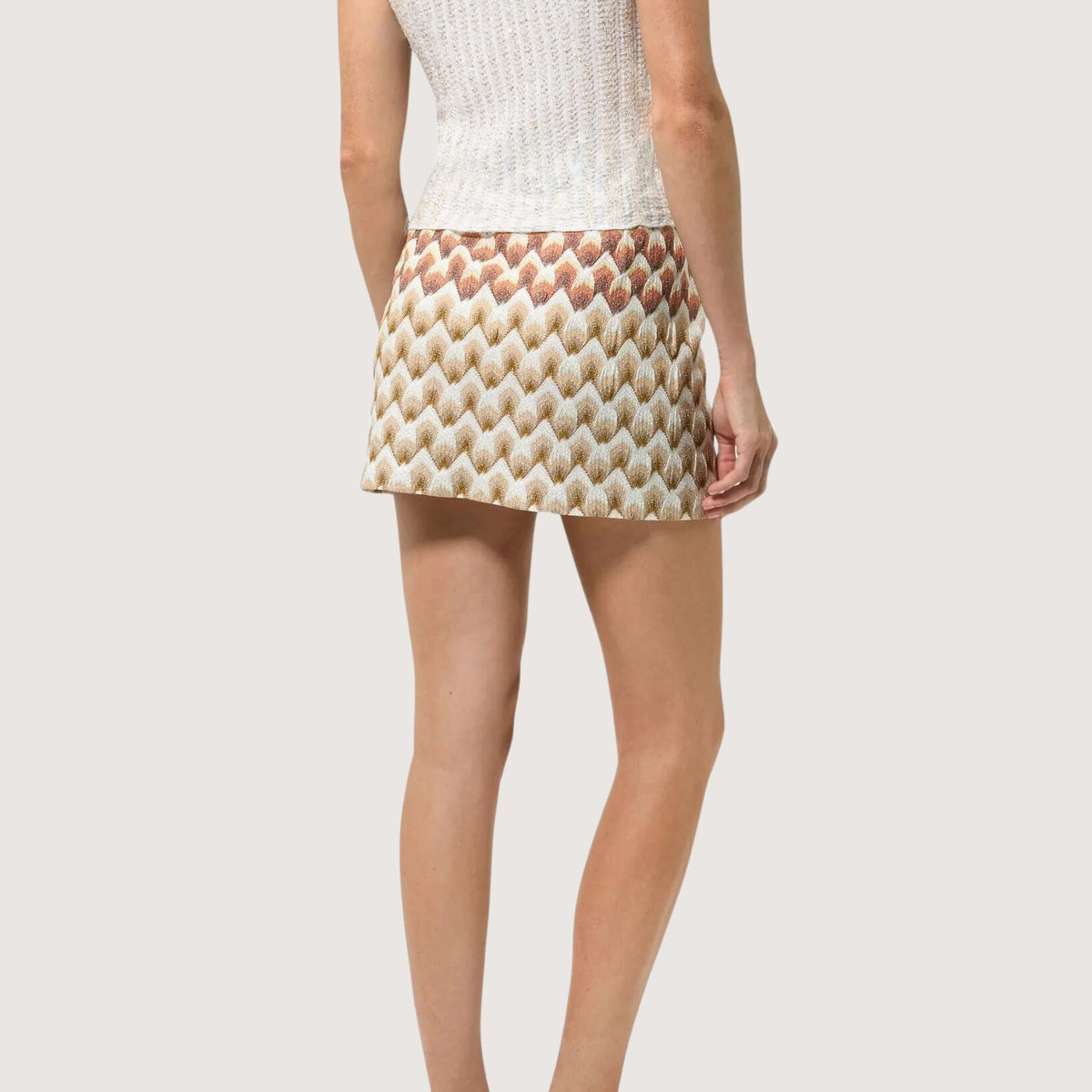 Zig Zag-Knit Metallic Skirt