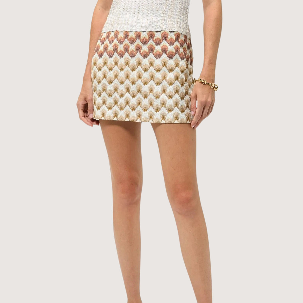 Zig Zag-Knit Metallic Skirt
