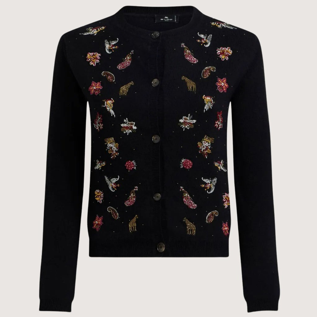 Wool & Cashmere Cardigan Embroidery & Beads