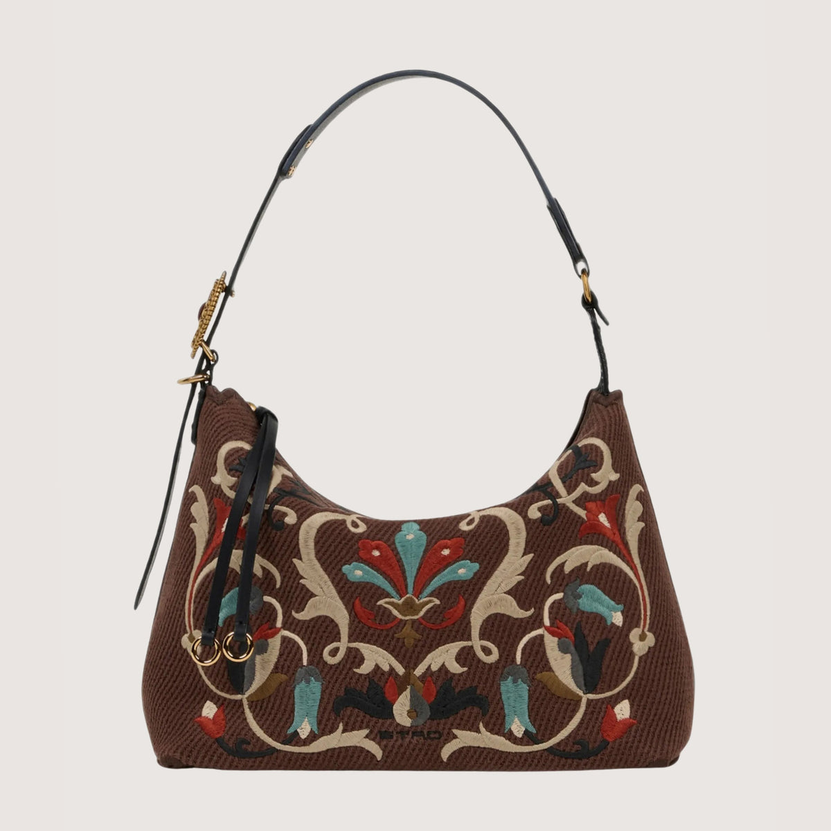 Embroidered Canvas Rosette Bag - Medium