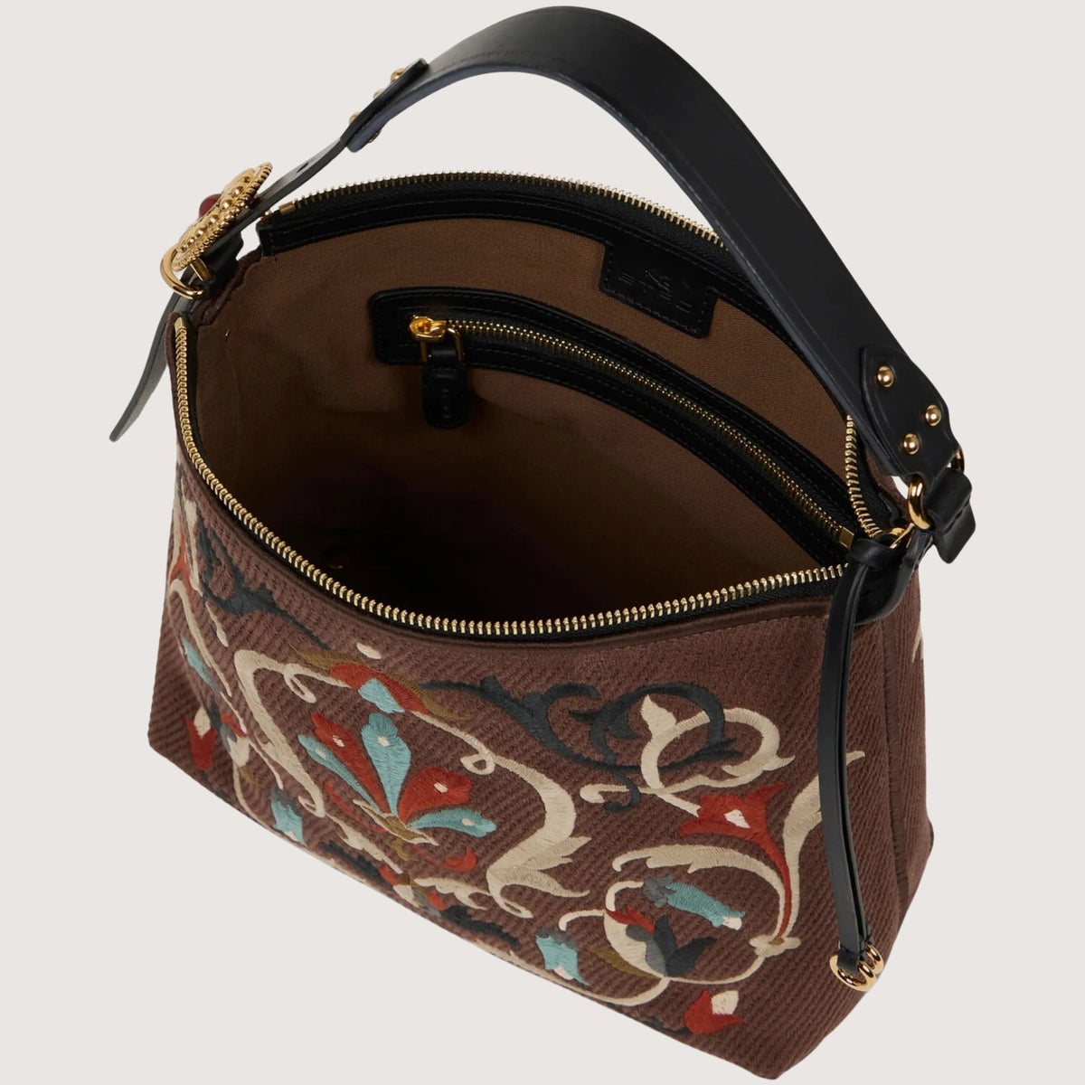 Embroidered Canvas Rosette Bag - Medium