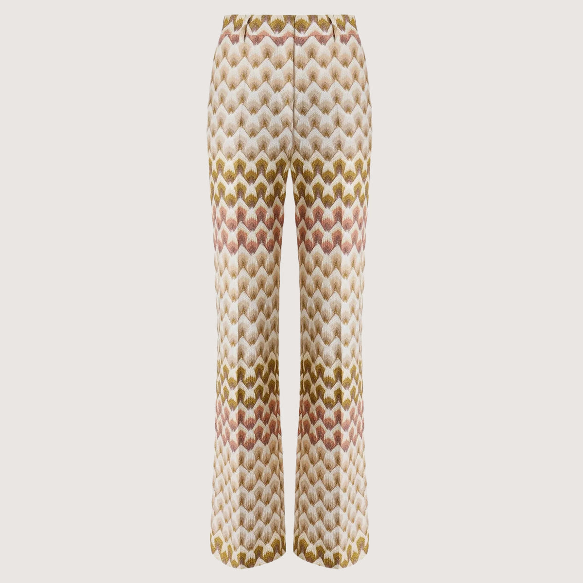 Straight-Leg Lamé Trousers Lace Motif