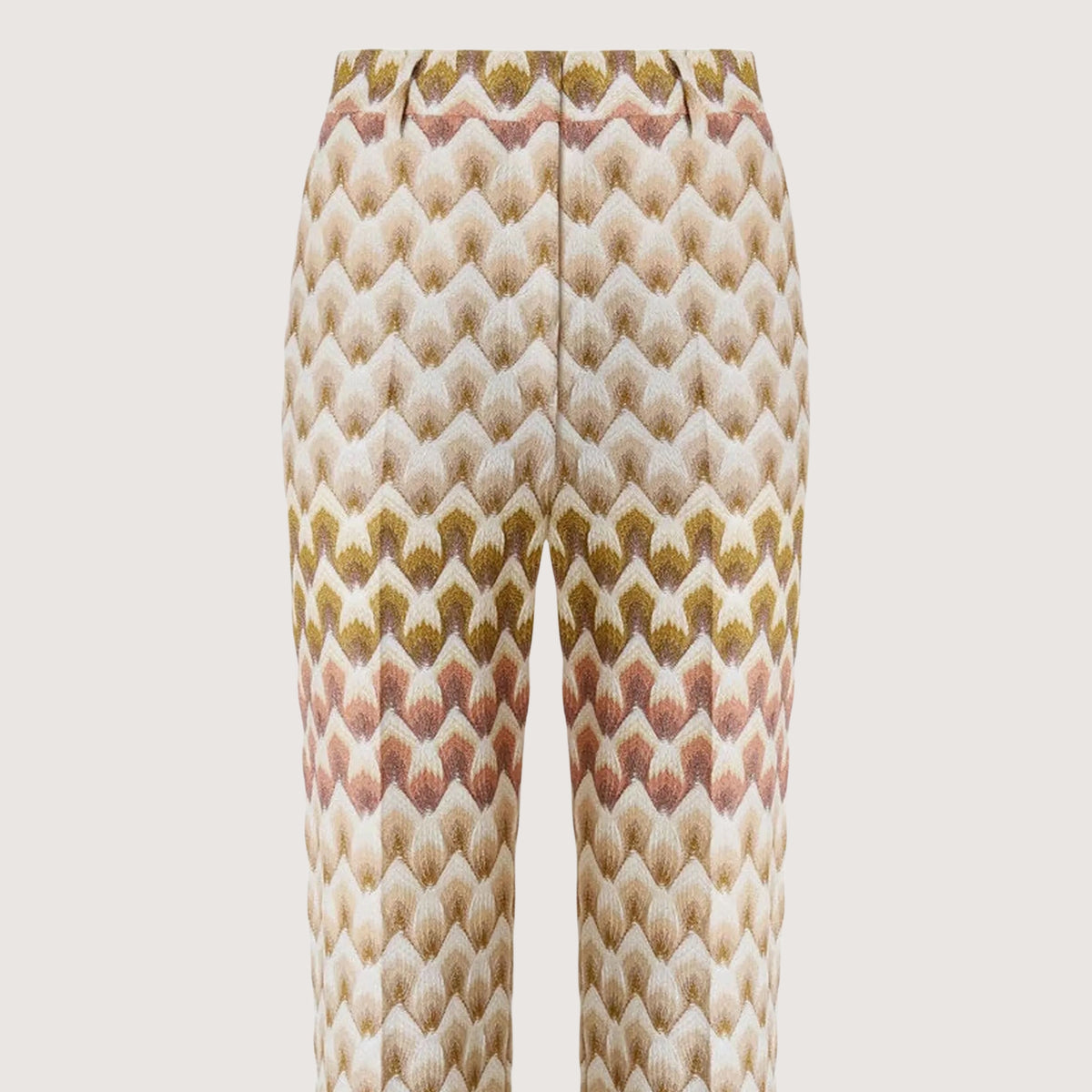 Straight-Leg Lamé Trousers Lace Motif
