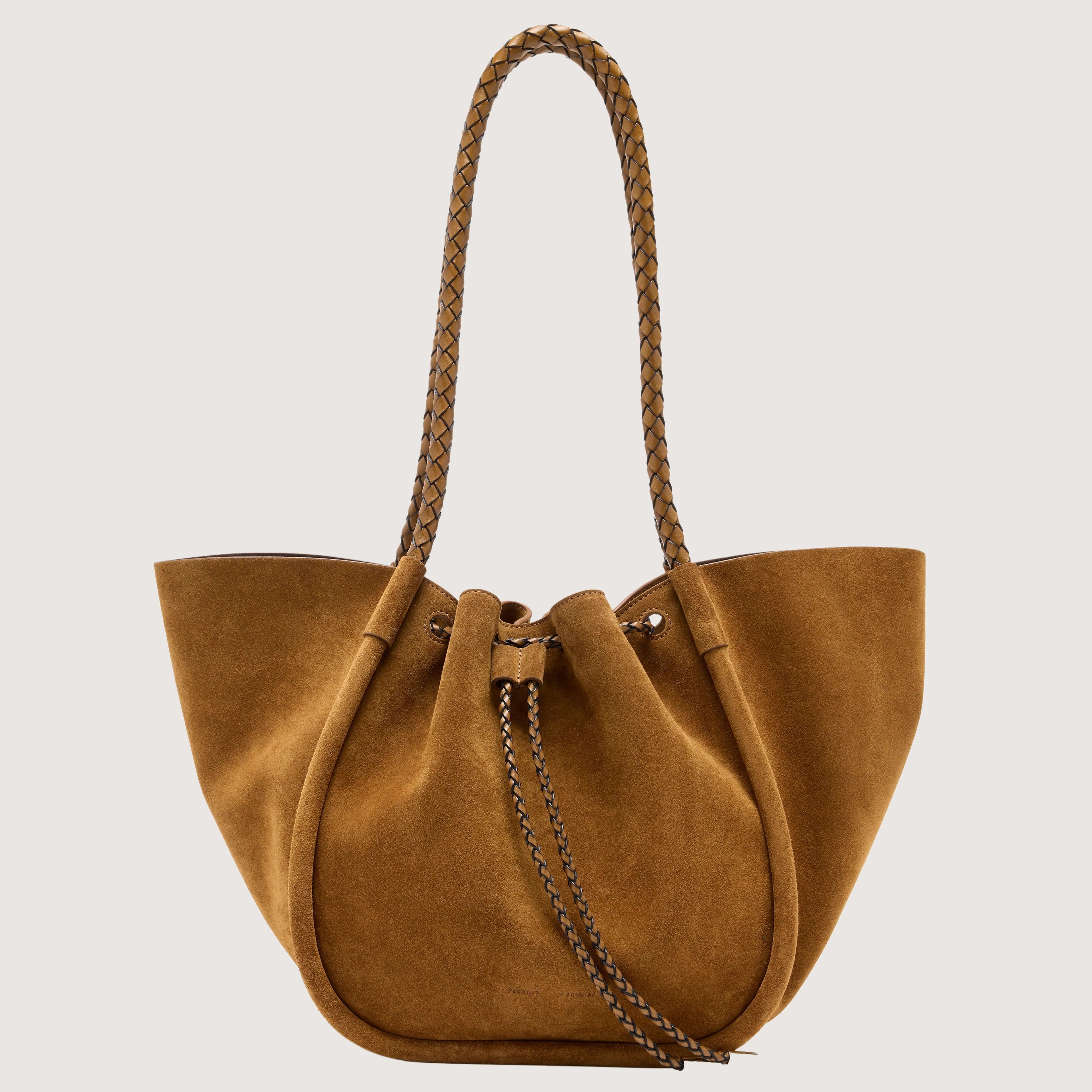 Large Ruched Braided Tote Suede