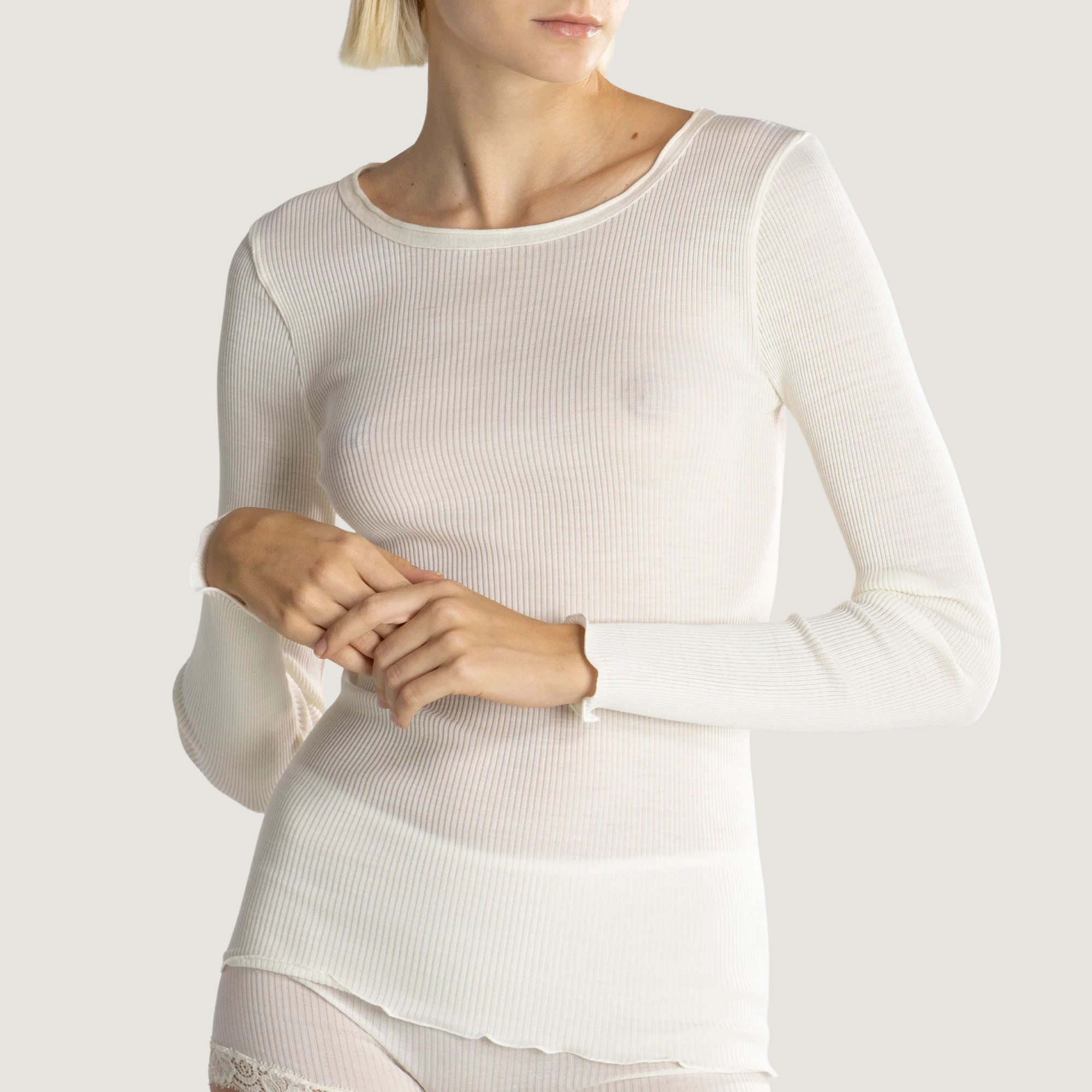 Wool & Silk Long Sleeve Roundneck - 3446R