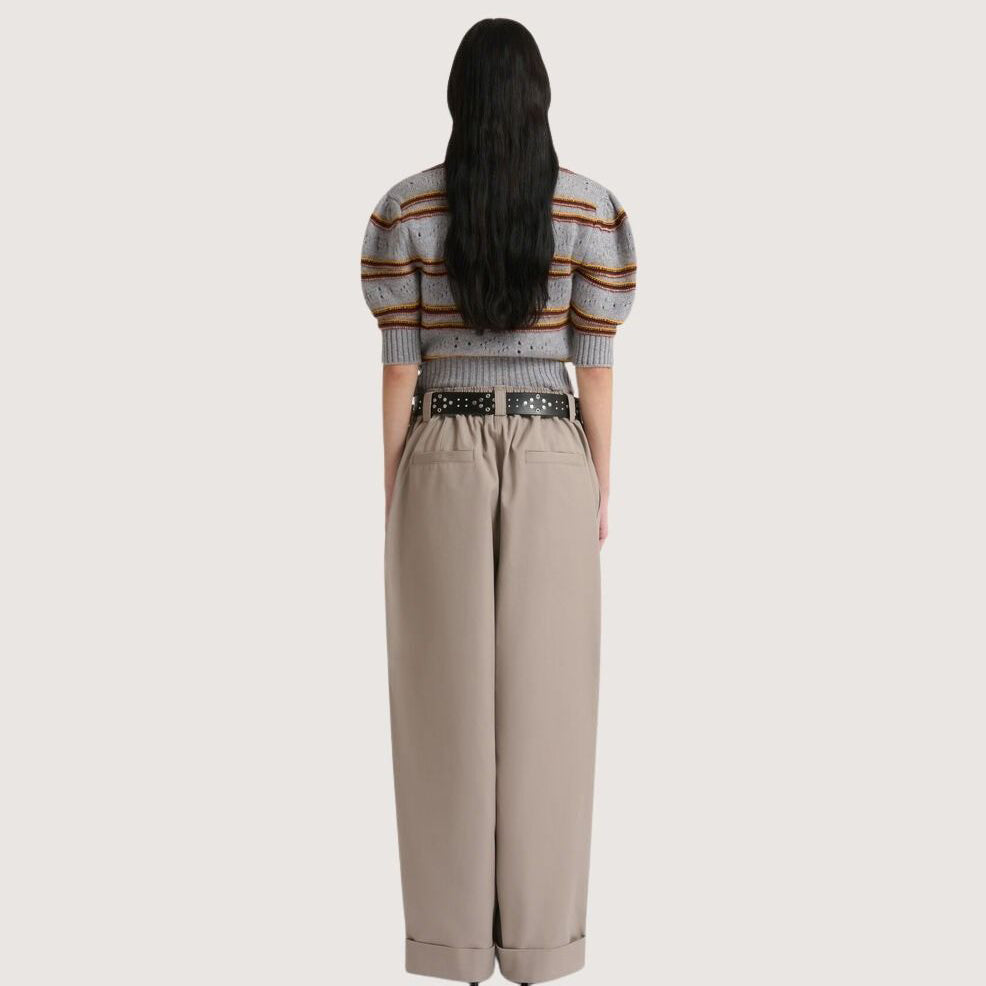 Canvas Trousers With Pleats