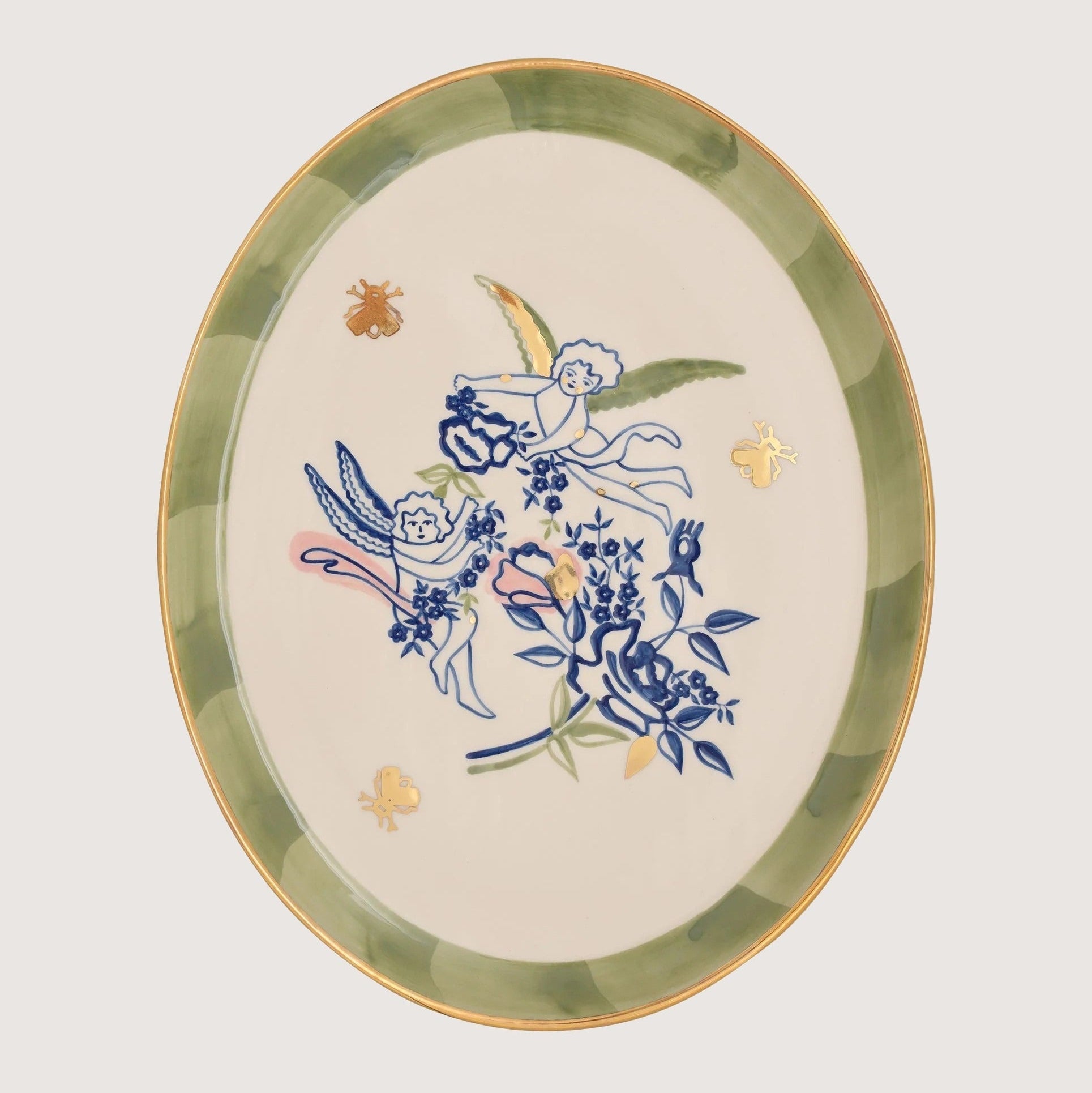 Oval Plate Mermaids With Berries