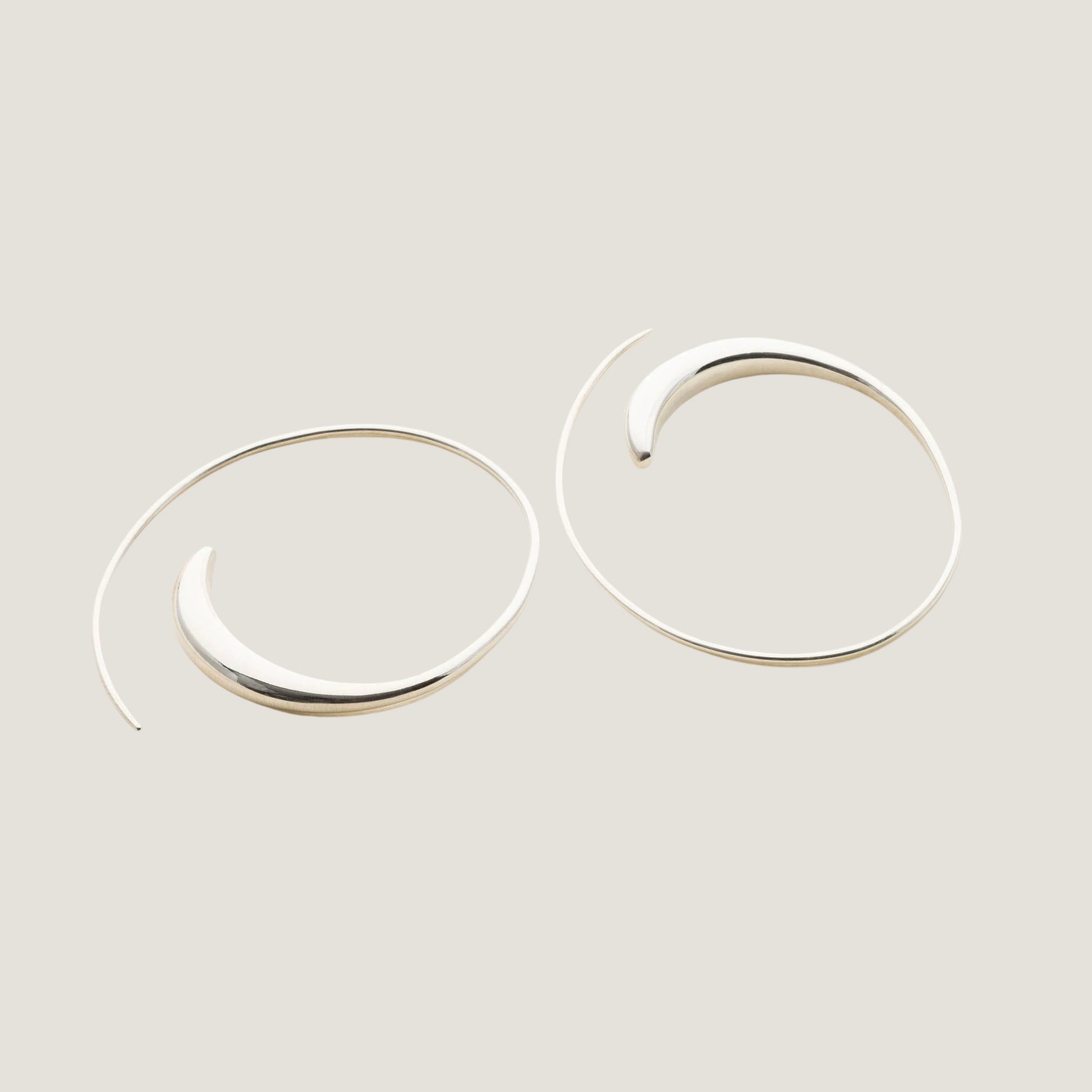 Asymmetric Hoops - Large Silver