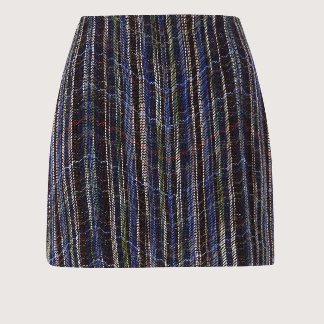 Wool & Viscose Mini Skirt Woven Motif