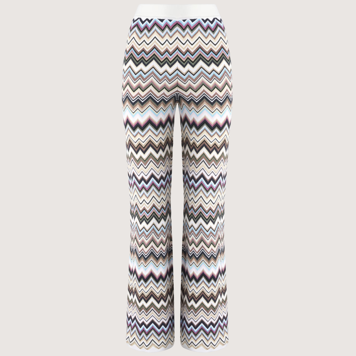 Straight-Leg Viscose & Wool Chevron Trousers