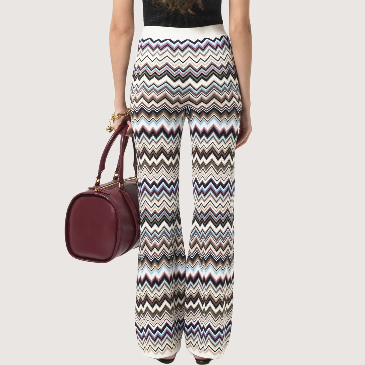 Straight-Leg Viscose & Wool Chevron Trousers