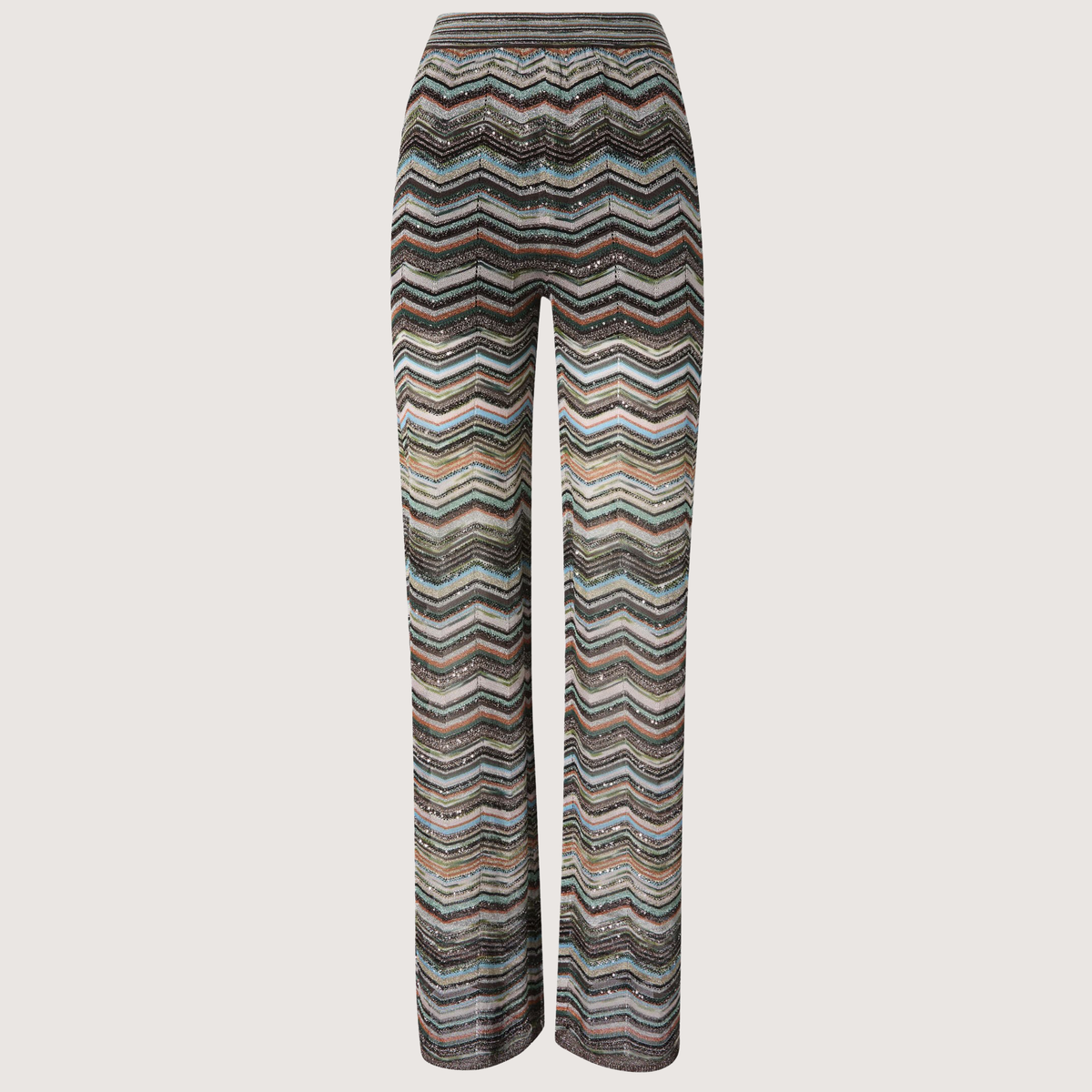 Chevron Palazzo Trousers With Sequins