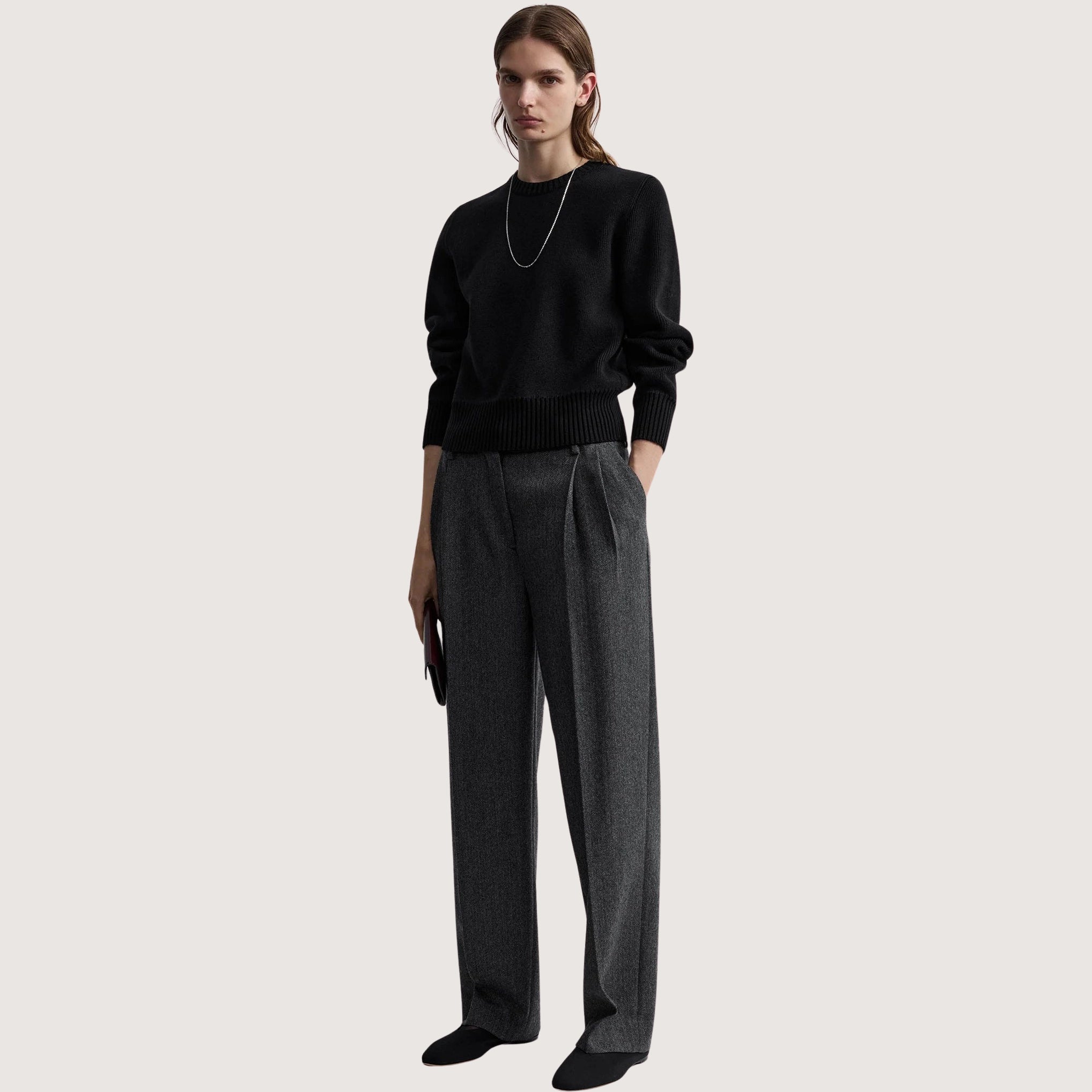 Herringbone Trousers Grey Melange