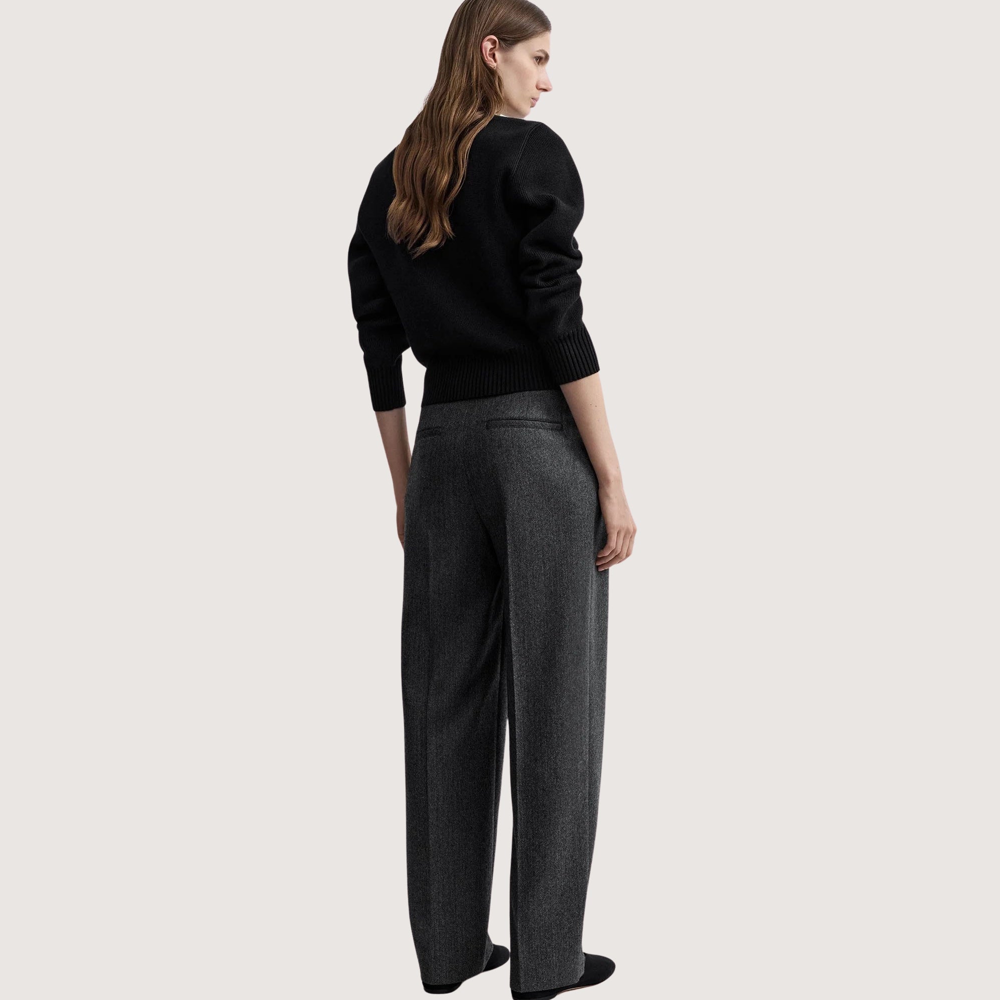 Herringbone Trousers Grey Melange