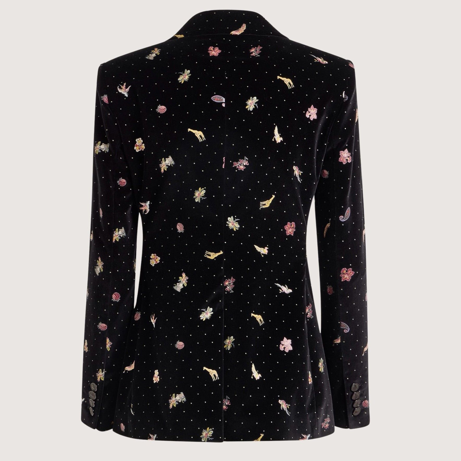 Velvet Jacket Flower & Animal Motiv