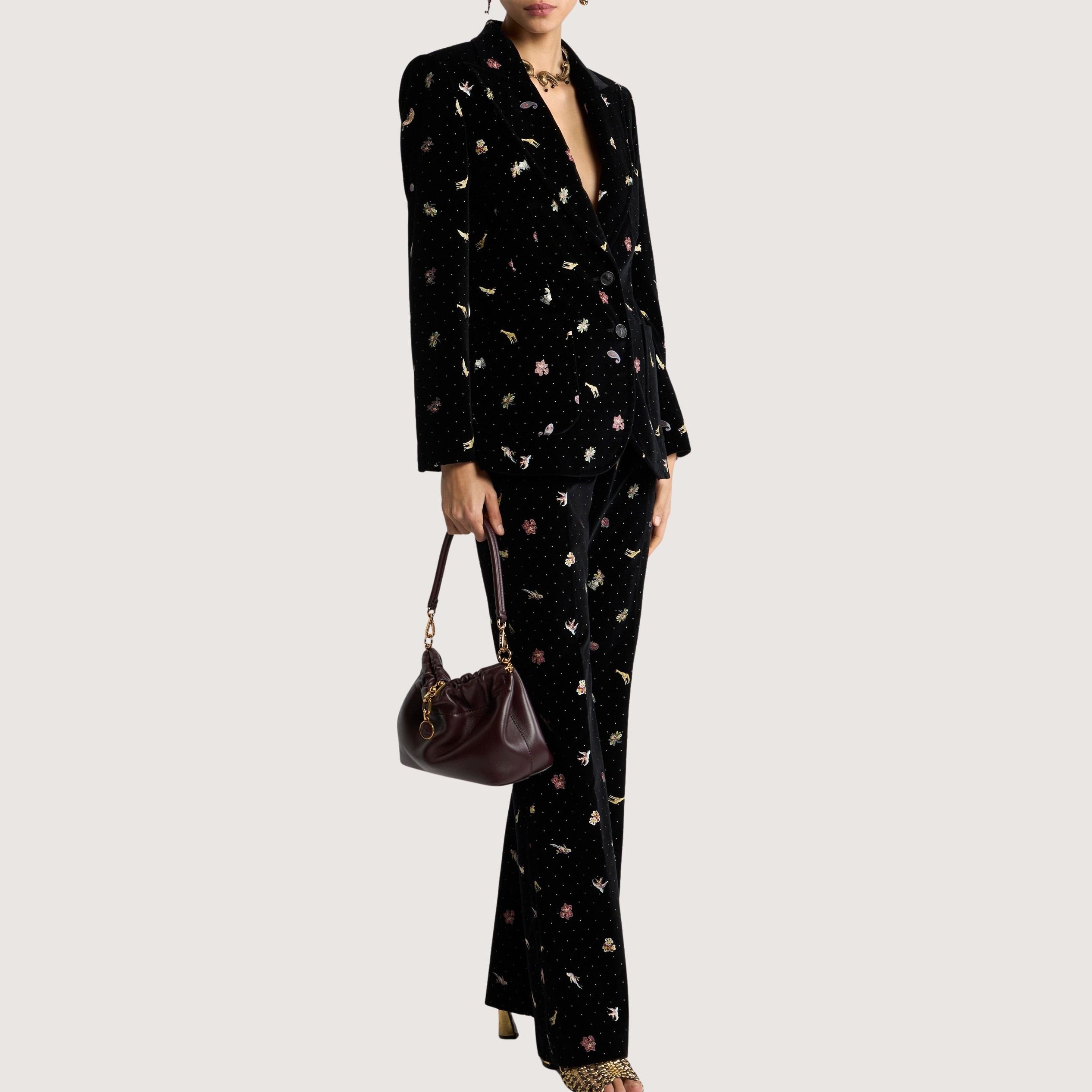 Velvet Jacket Flower & Animal Motiv