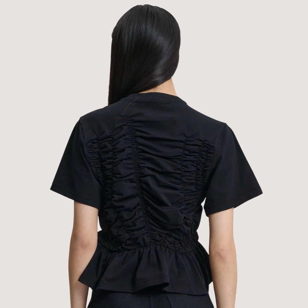T-Shirt With Smock & Ruffle Detail