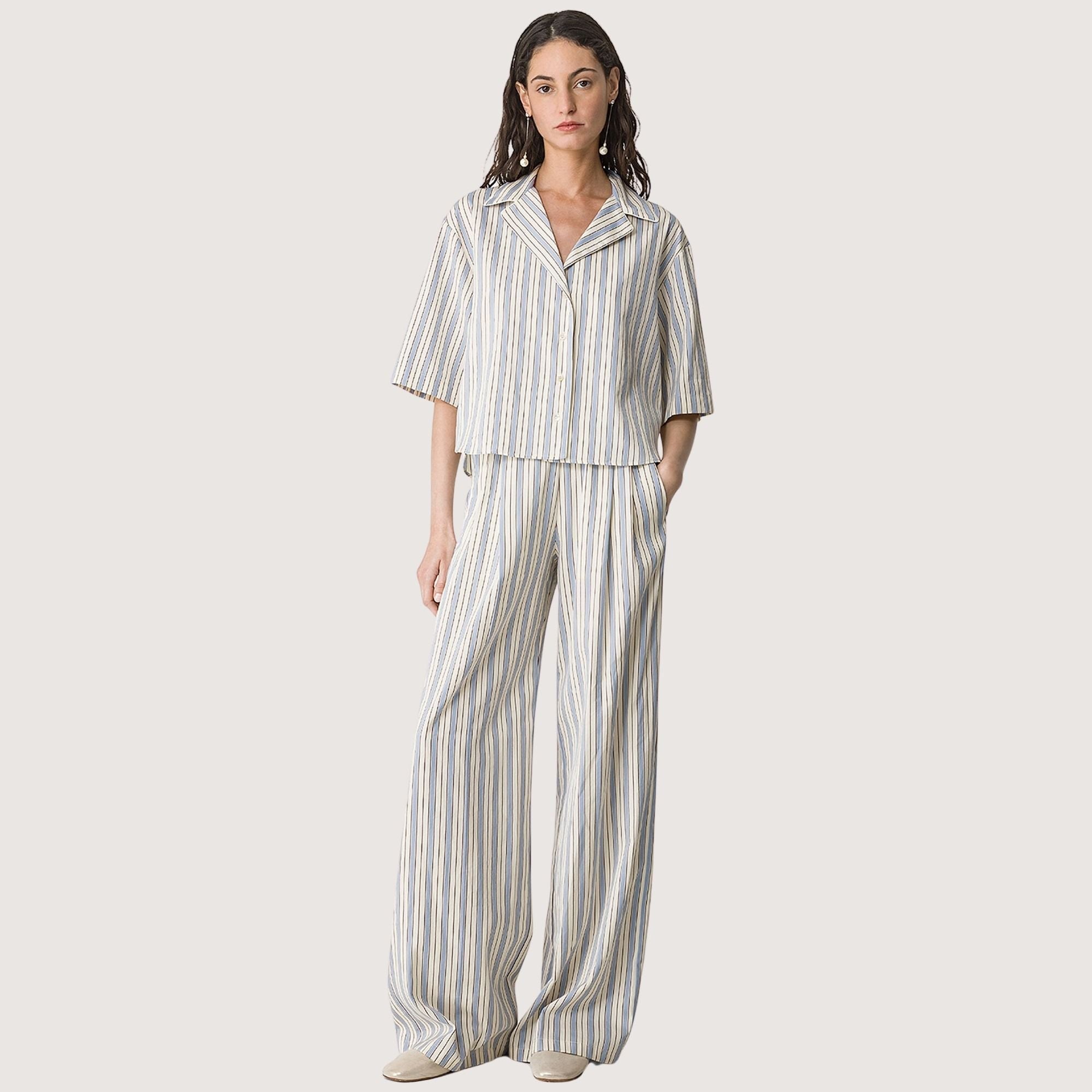 Pinstriped Straight Pants