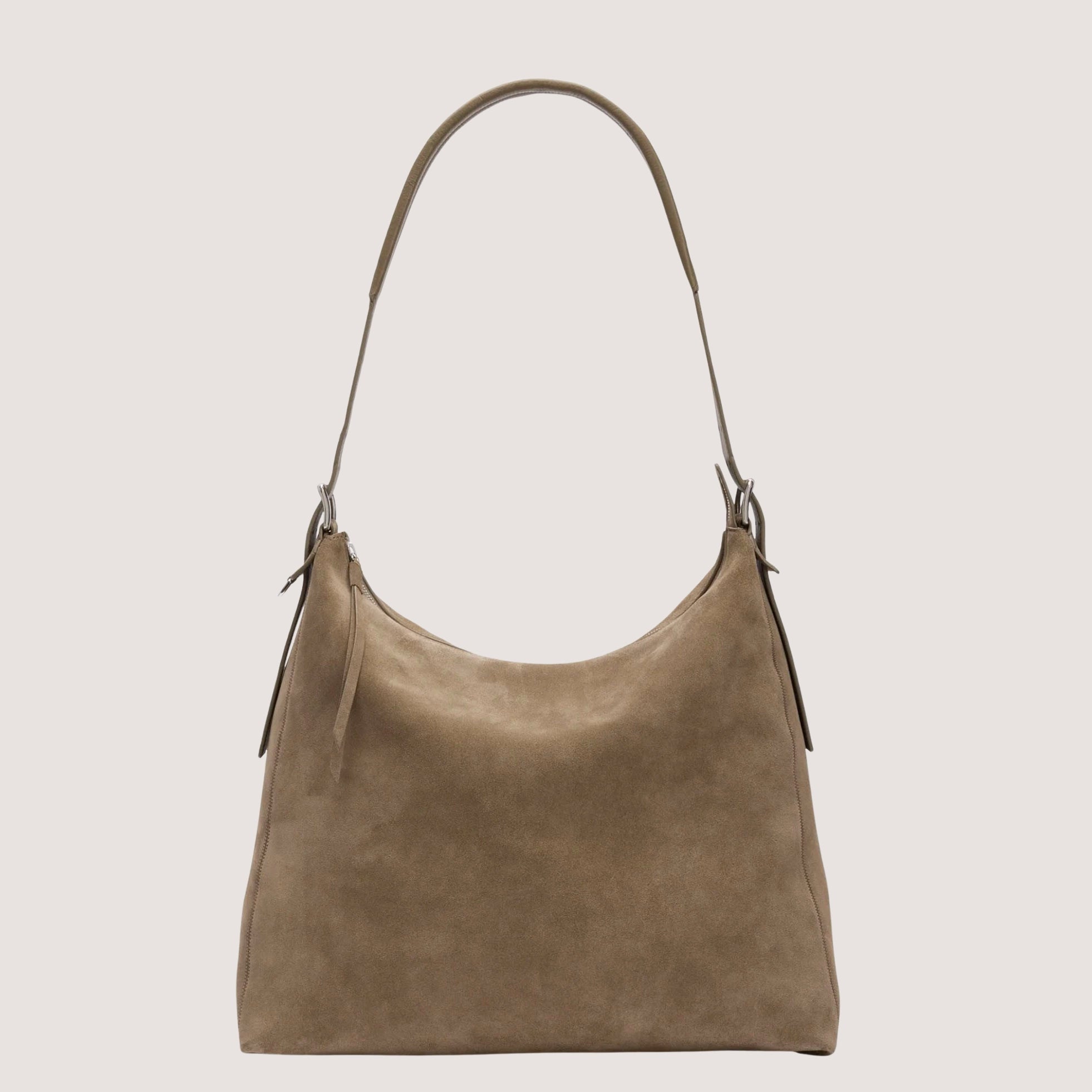 Belted Hobo Bag - Suede